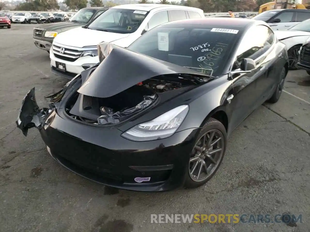 2 Photograph of a damaged car 5YJ3E1EA8KF193377 TESLA MODEL 3 2019