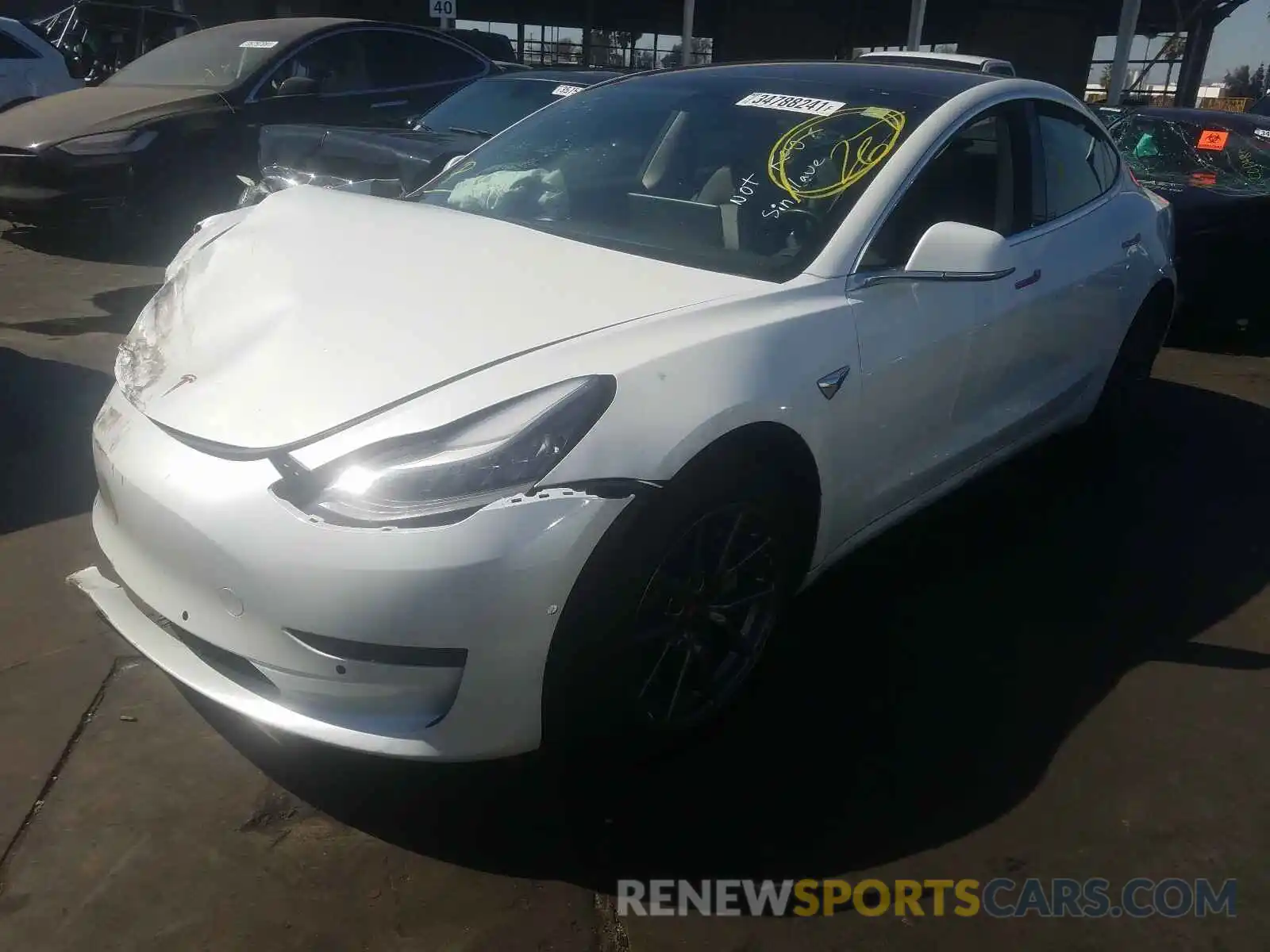 2 Photograph of a damaged car 5YJ3E1EA8KF300055 TESLA MODEL 3 2019