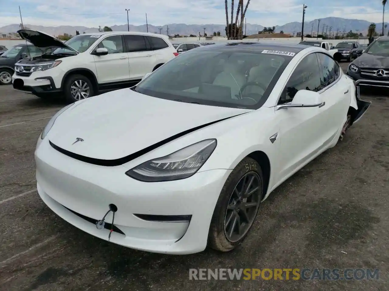 2 Photograph of a damaged car 5YJ3E1EA8KF322721 TESLA MODEL 3 2019