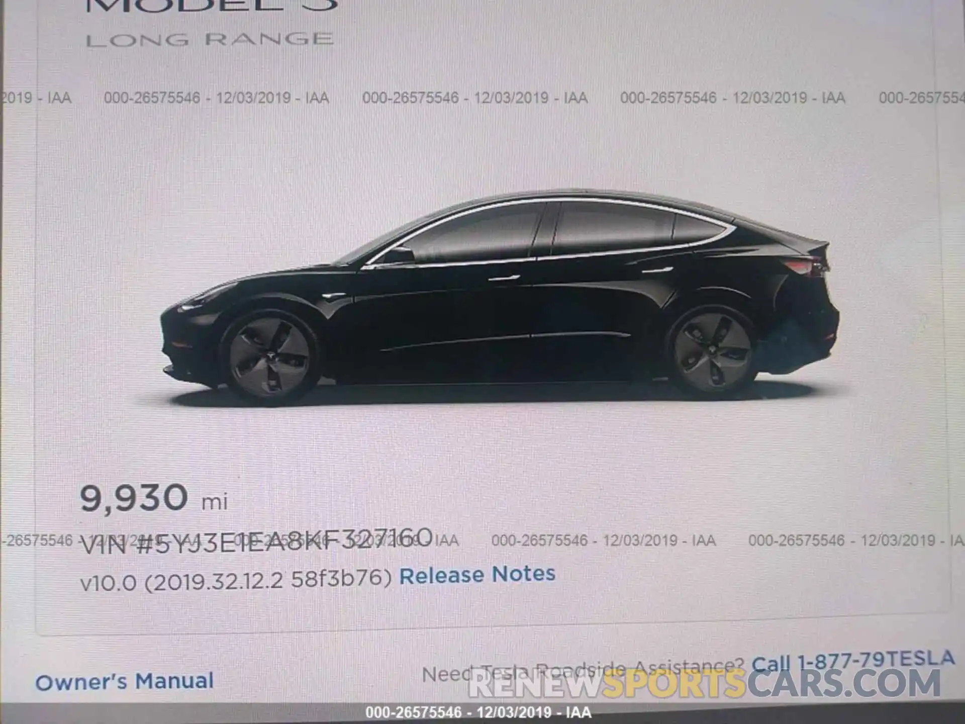 7 Photograph of a damaged car 5YJ3E1EA8KF327160 TESLA MODEL 3 2019