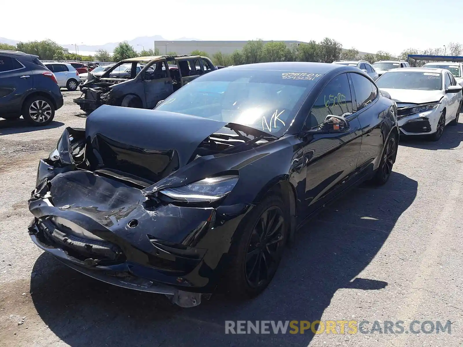 2 Photograph of a damaged car 5YJ3E1EA8KF332844 TESLA MODEL 3 2019