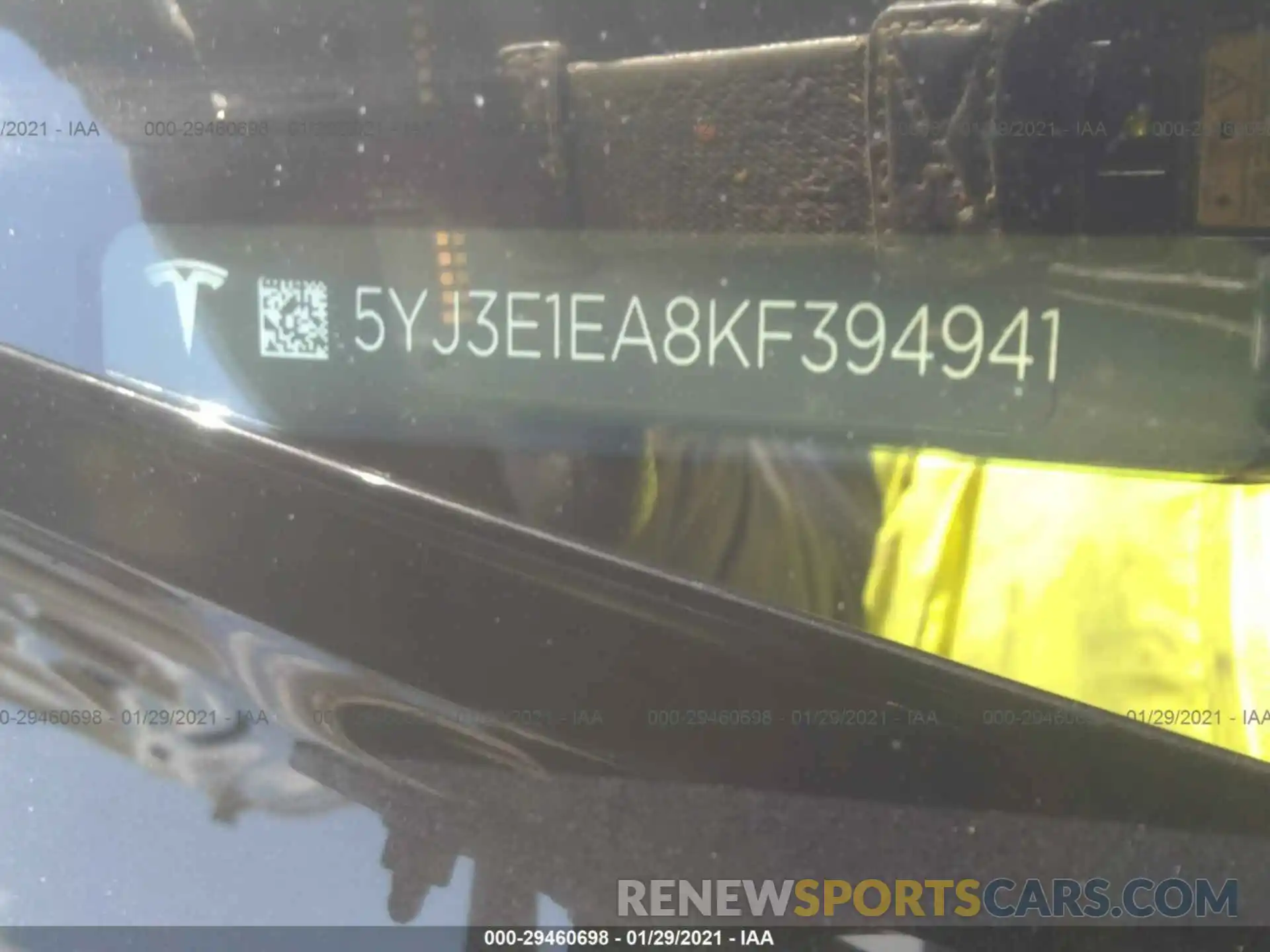 9 Photograph of a damaged car 5YJ3E1EA8KF394941 TESLA MODEL 3 2019