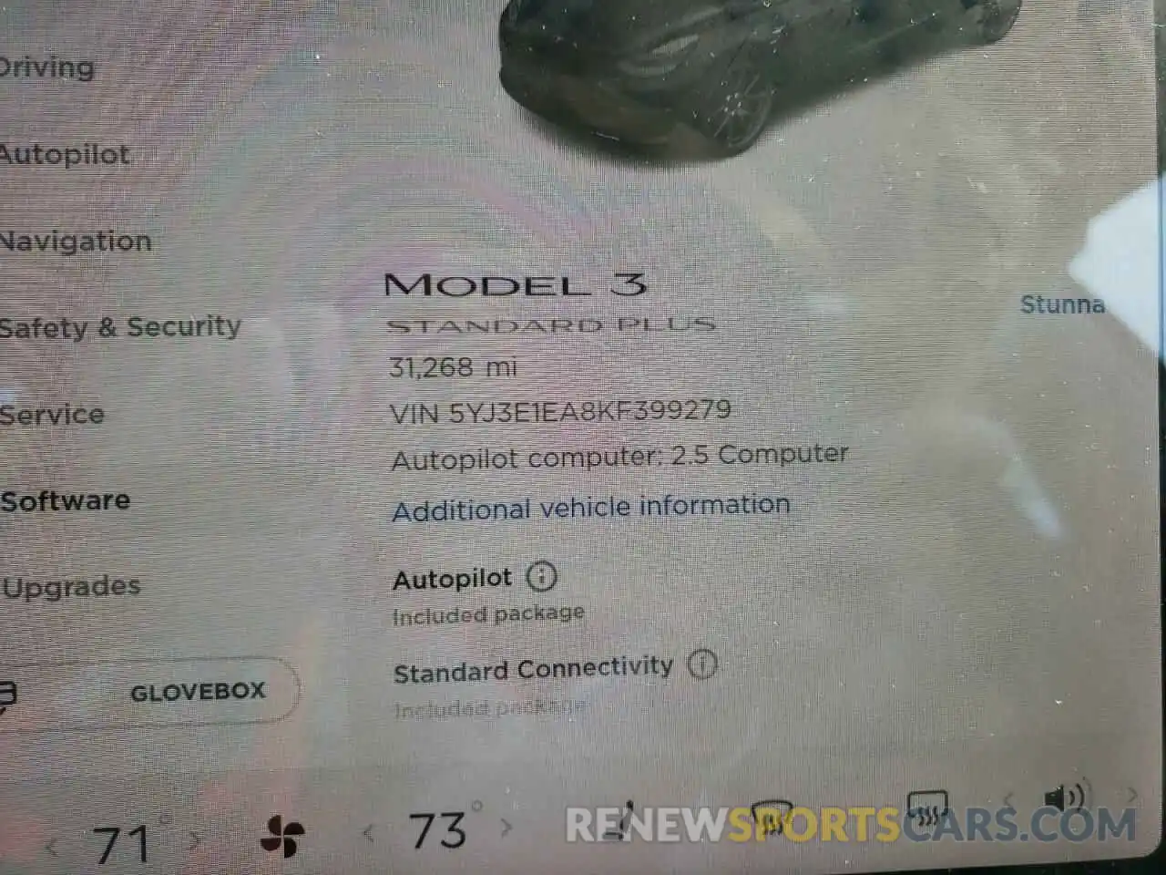 8 Photograph of a damaged car 5YJ3E1EA8KF399279 TESLA MODEL 3 2019