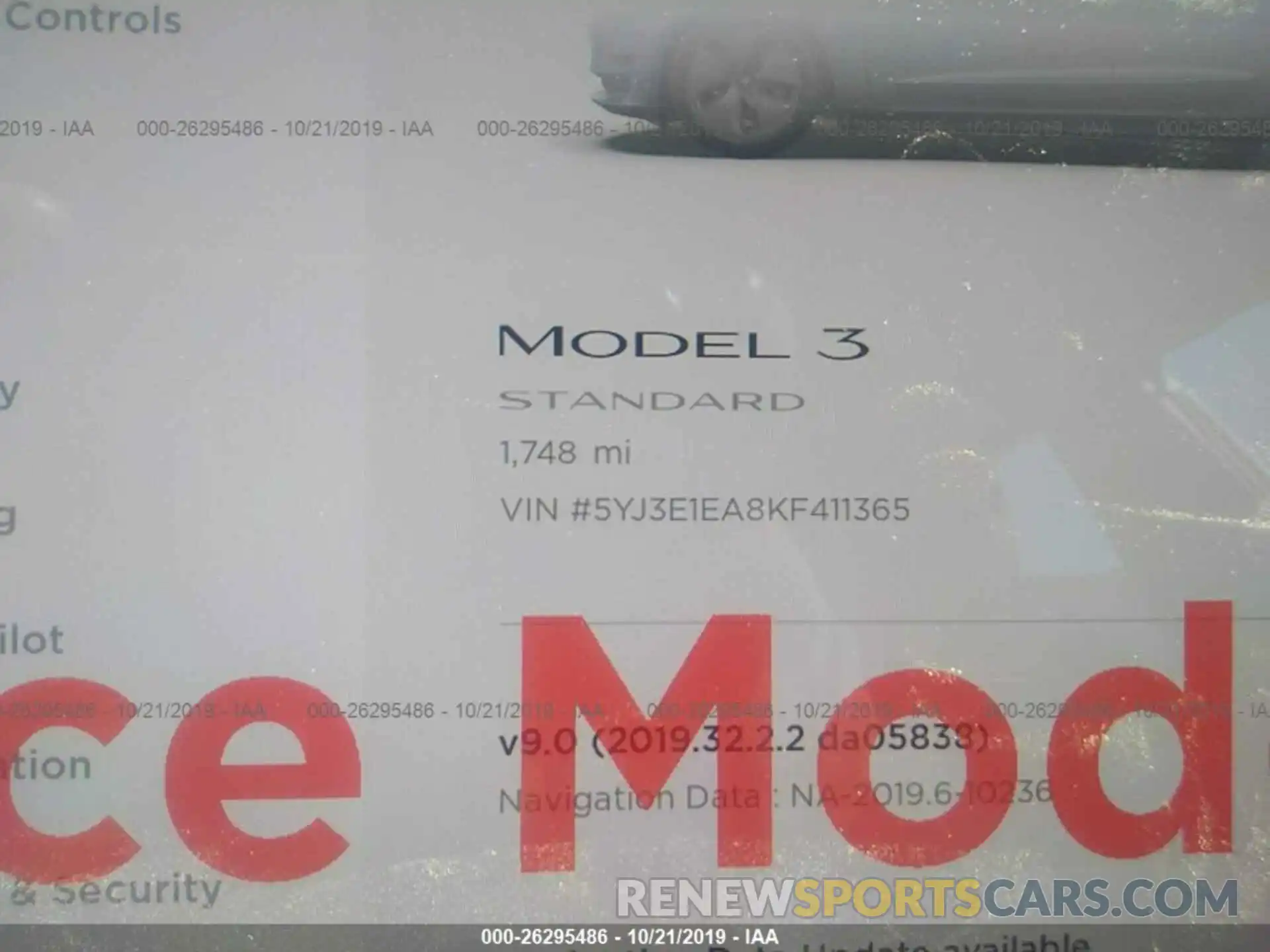 7 Photograph of a damaged car 5YJ3E1EA8KF411365 TESLA MODEL 3 2019