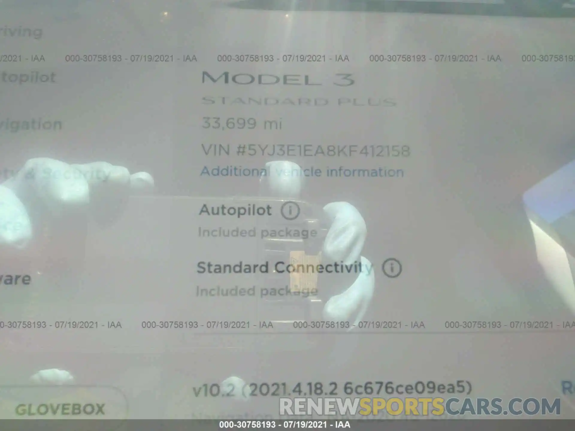 7 Photograph of a damaged car 5YJ3E1EA8KF412158 TESLA MODEL 3 2019