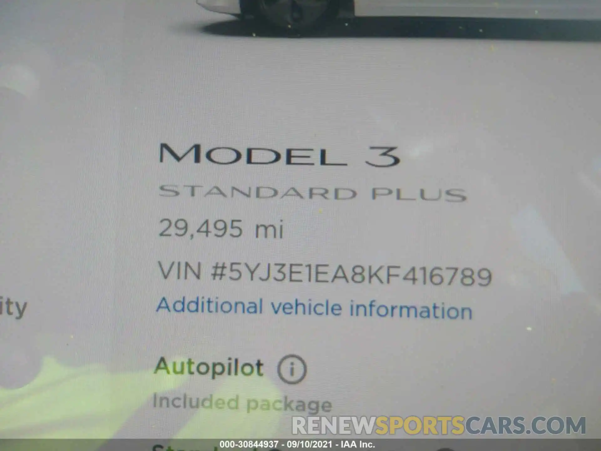 7 Photograph of a damaged car 5YJ3E1EA8KF416789 TESLA MODEL 3 2019