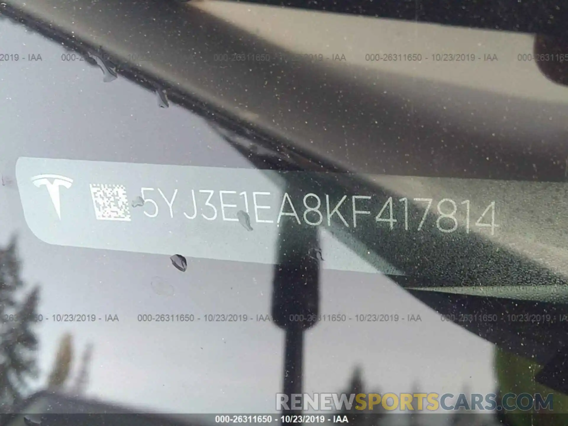 9 Photograph of a damaged car 5YJ3E1EA8KF417814 TESLA MODEL 3 2019