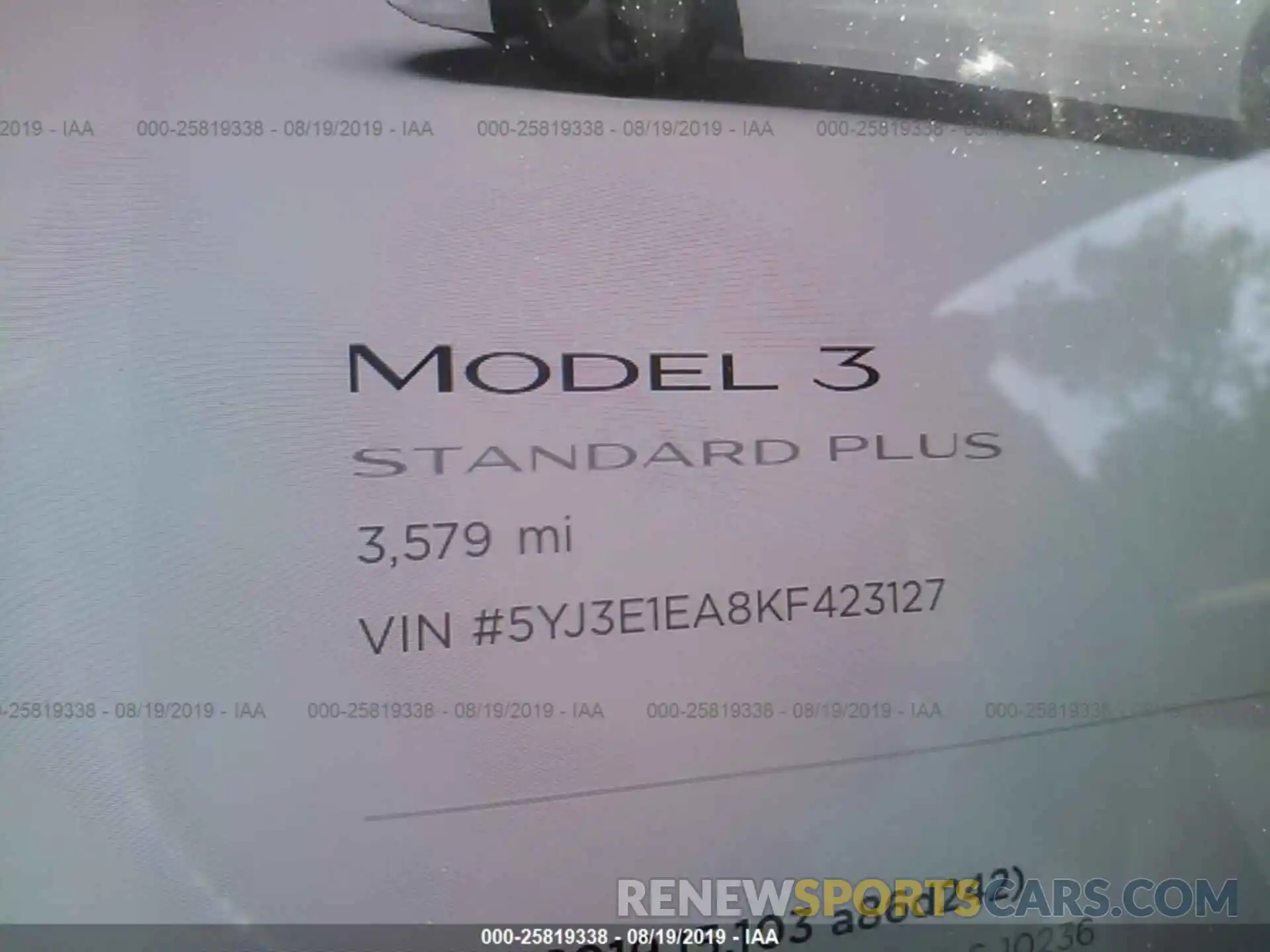 7 Photograph of a damaged car 5YJ3E1EA8KF423127 TESLA MODEL 3 2019