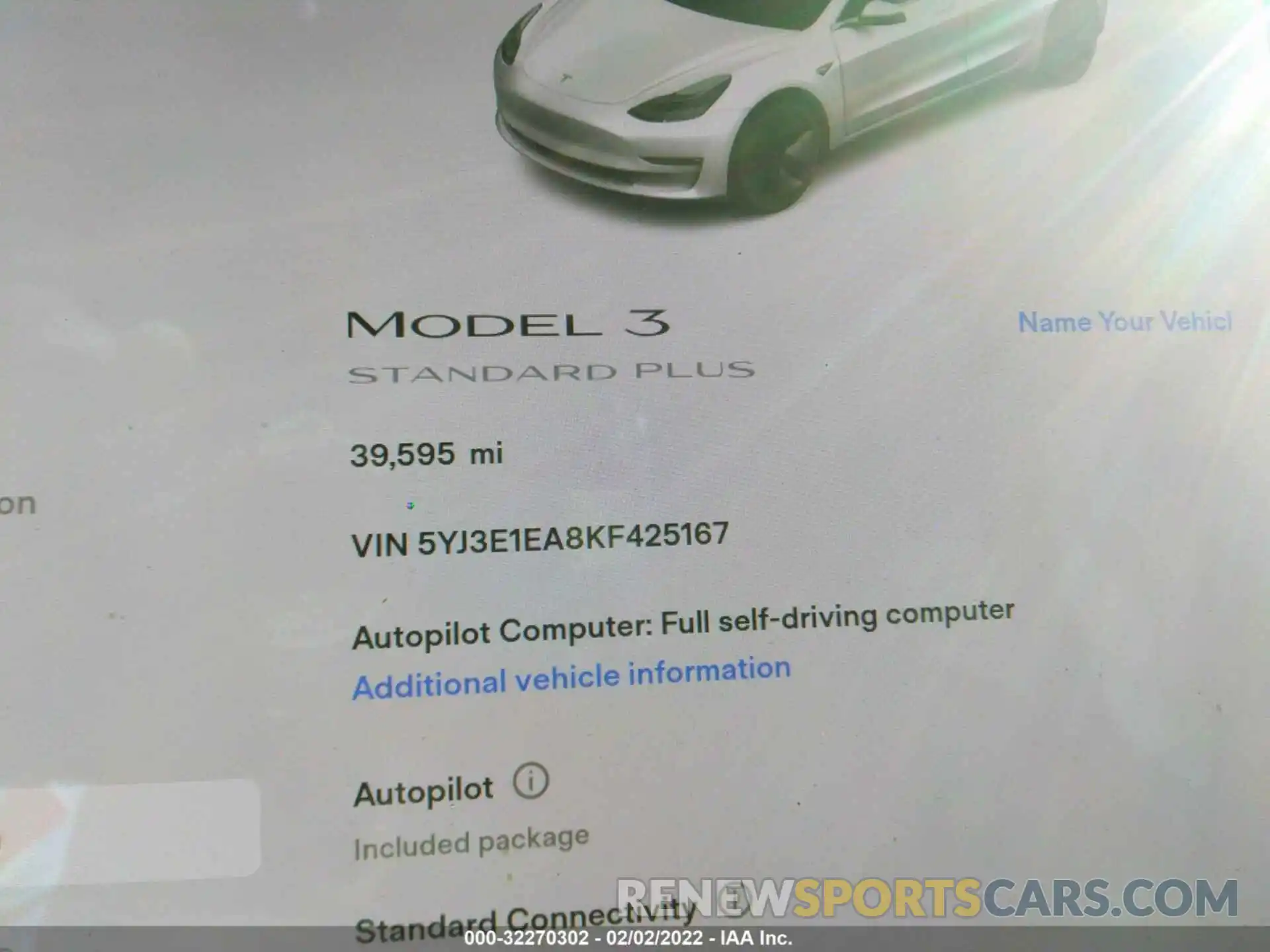 7 Photograph of a damaged car 5YJ3E1EA8KF425167 TESLA MODEL 3 2019