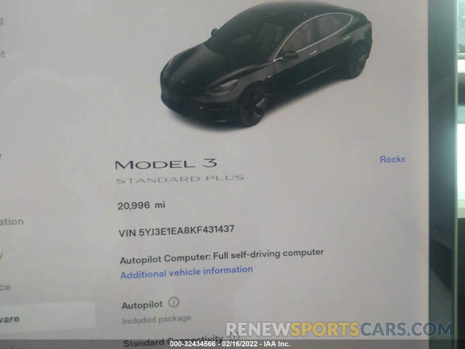 7 Photograph of a damaged car 5YJ3E1EA8KF431437 TESLA MODEL 3 2019