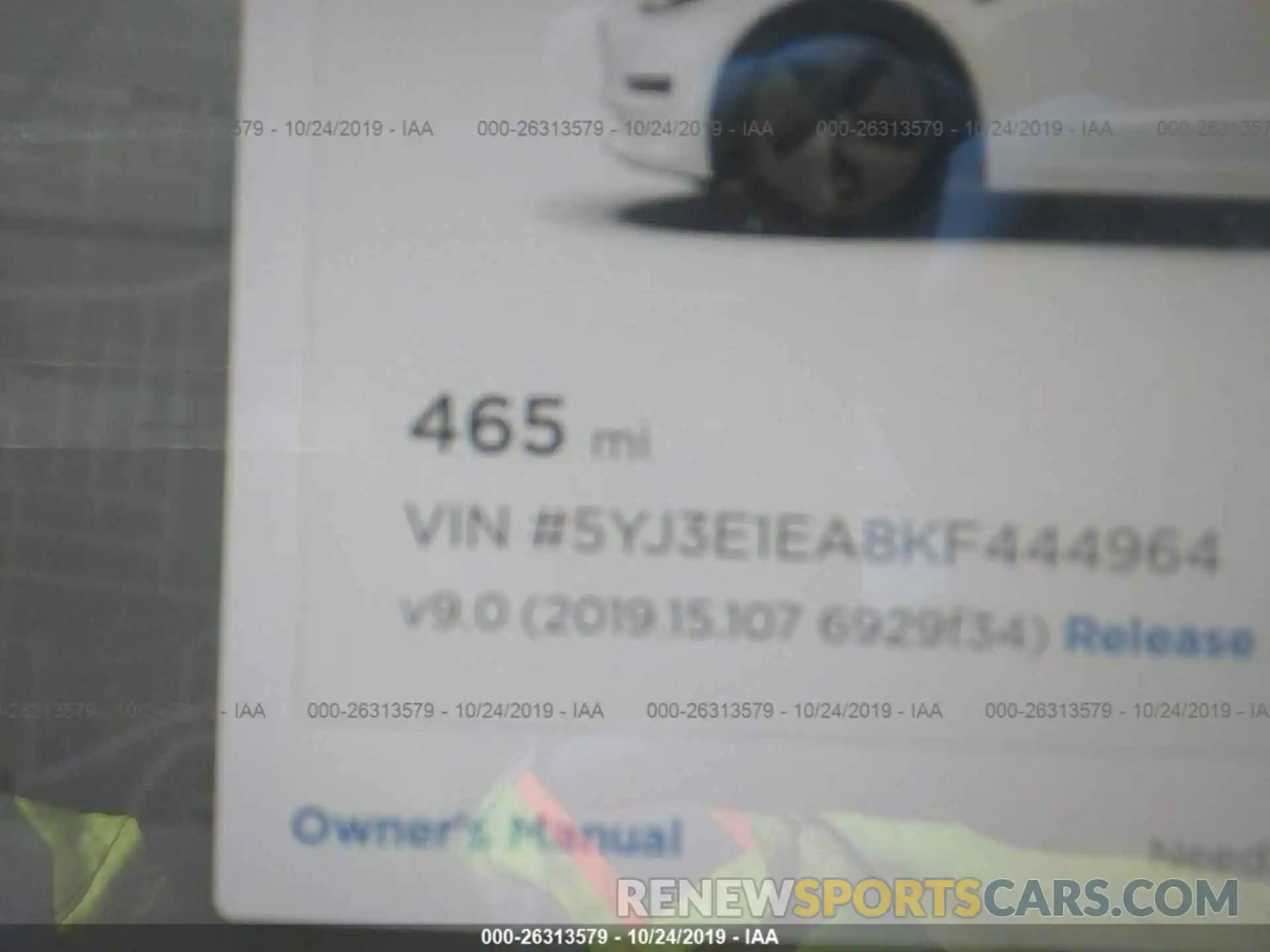 7 Photograph of a damaged car 5YJ3E1EA8KF444964 TESLA MODEL 3 2019