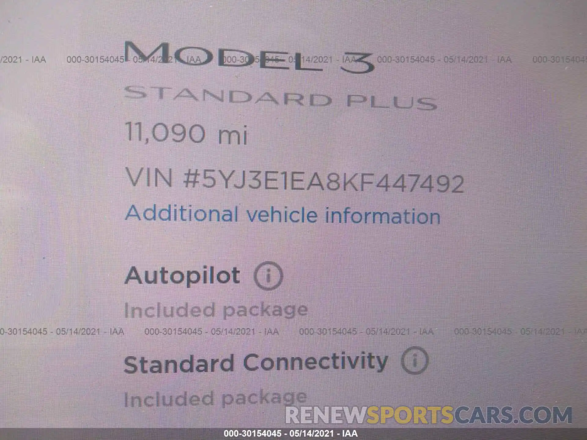 7 Photograph of a damaged car 5YJ3E1EA8KF447492 TESLA MODEL 3 2019