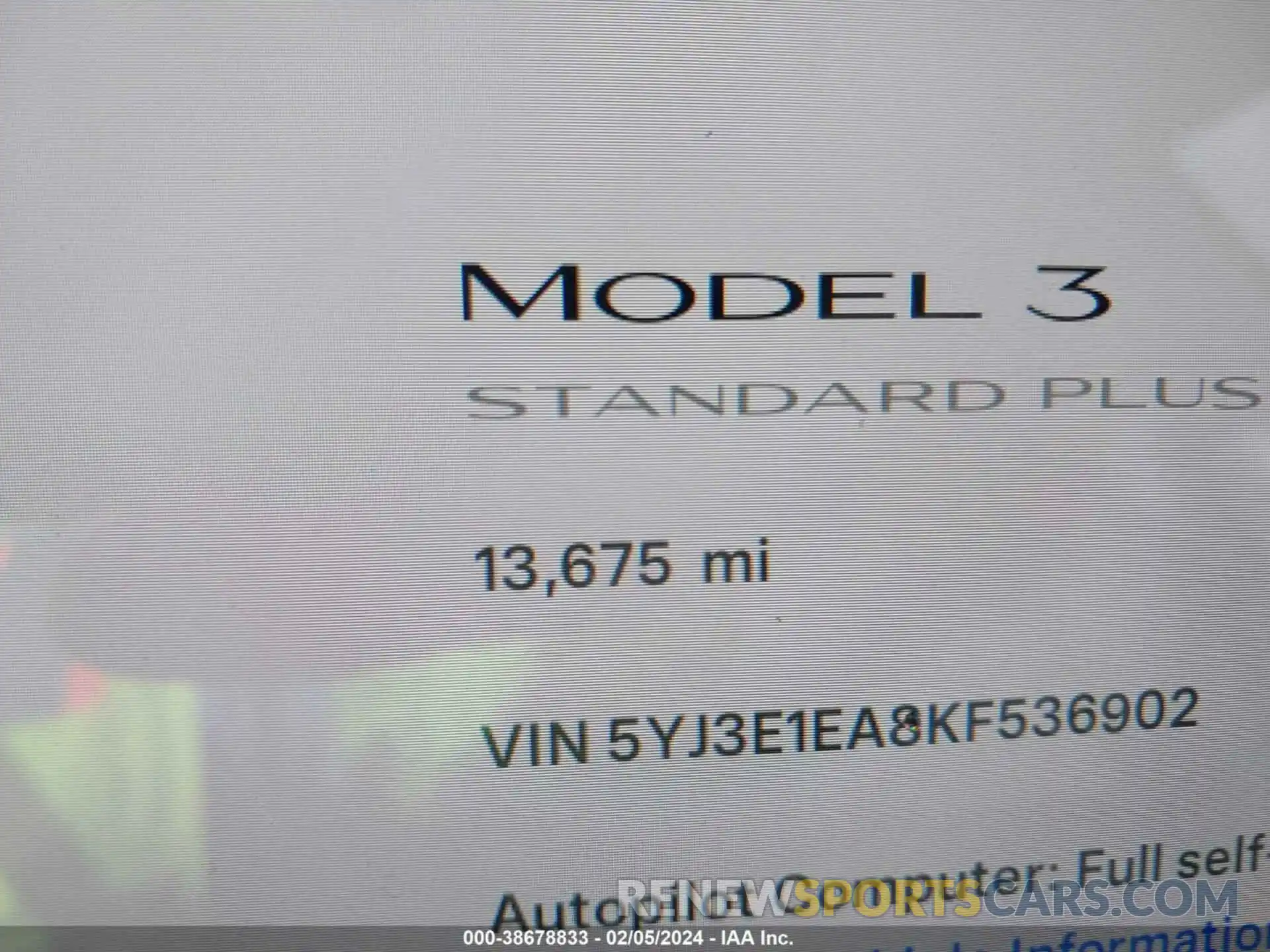 16 Фотография поврежденного автомобиля 5YJ3E1EA8KF536902 TESLA MODEL 3 2019