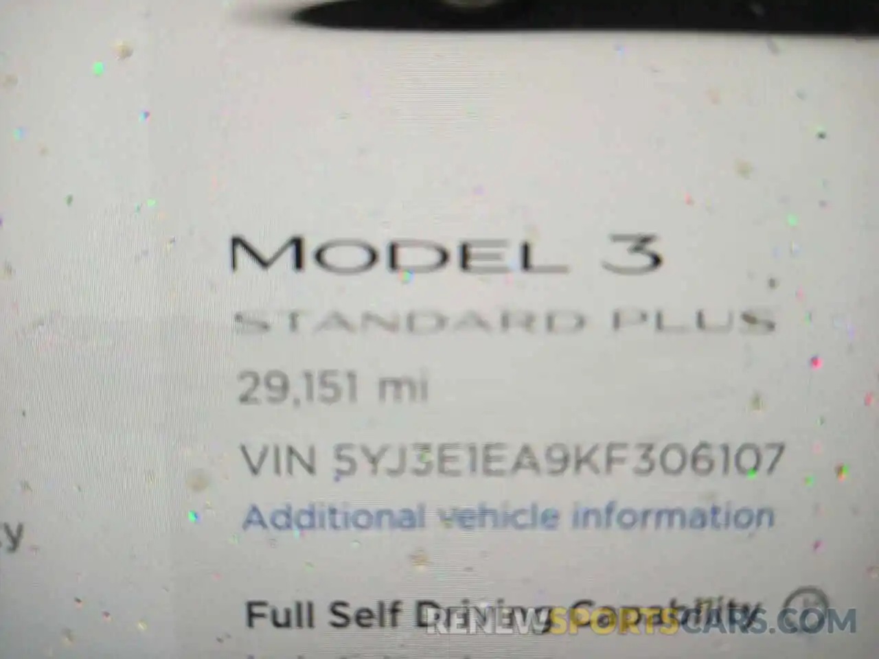 8 Photograph of a damaged car 5YJ3E1EA9KF306107 TESLA MODEL 3 2019