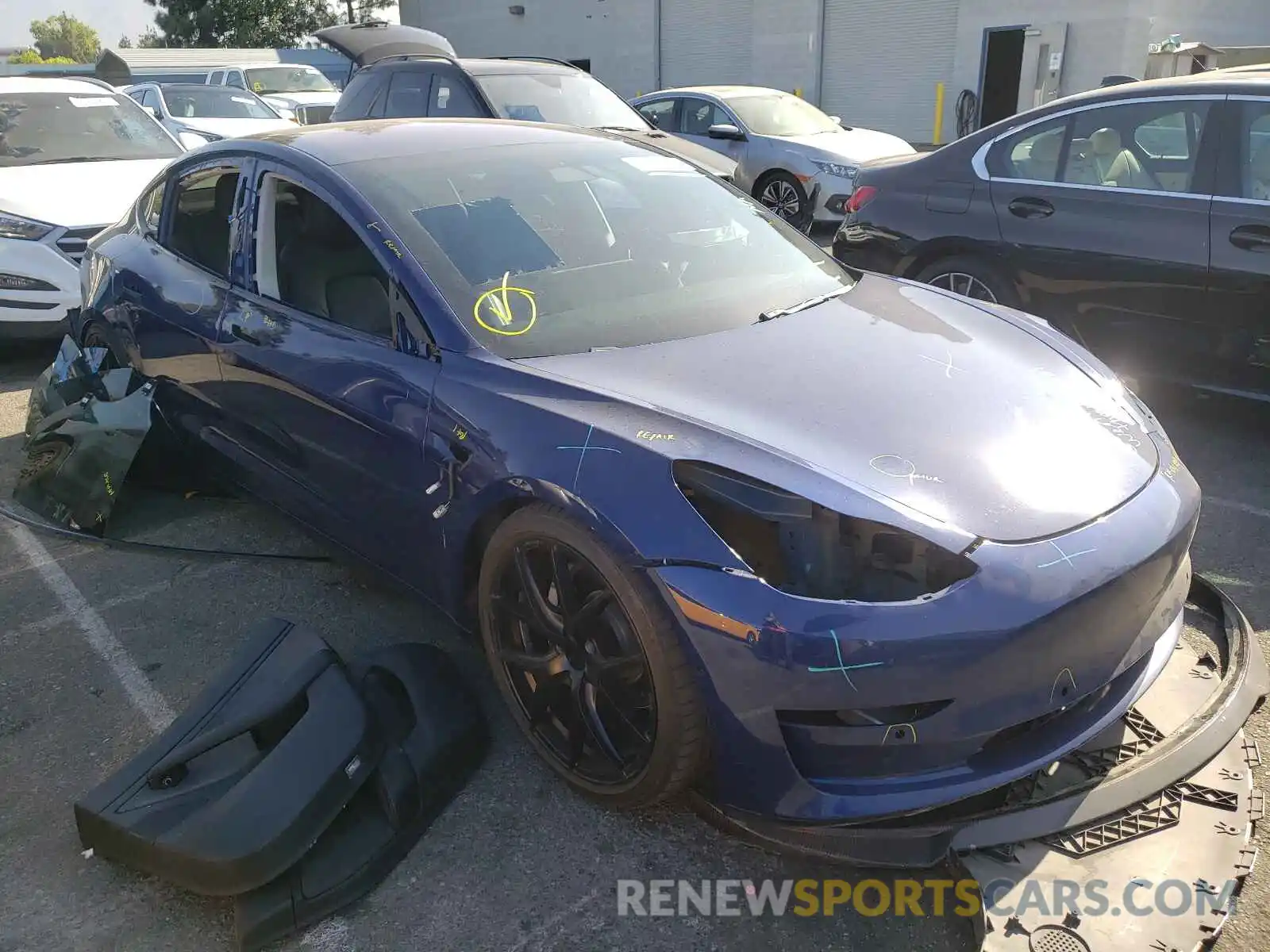 1 Photograph of a damaged car 5YJ3E1EA9KF313915 TESLA MODEL 3 2019