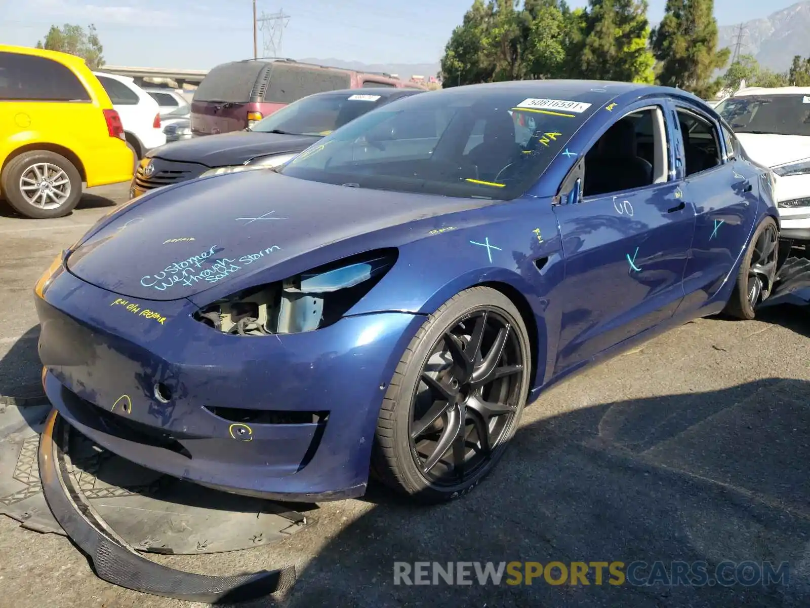 2 Photograph of a damaged car 5YJ3E1EA9KF313915 TESLA MODEL 3 2019