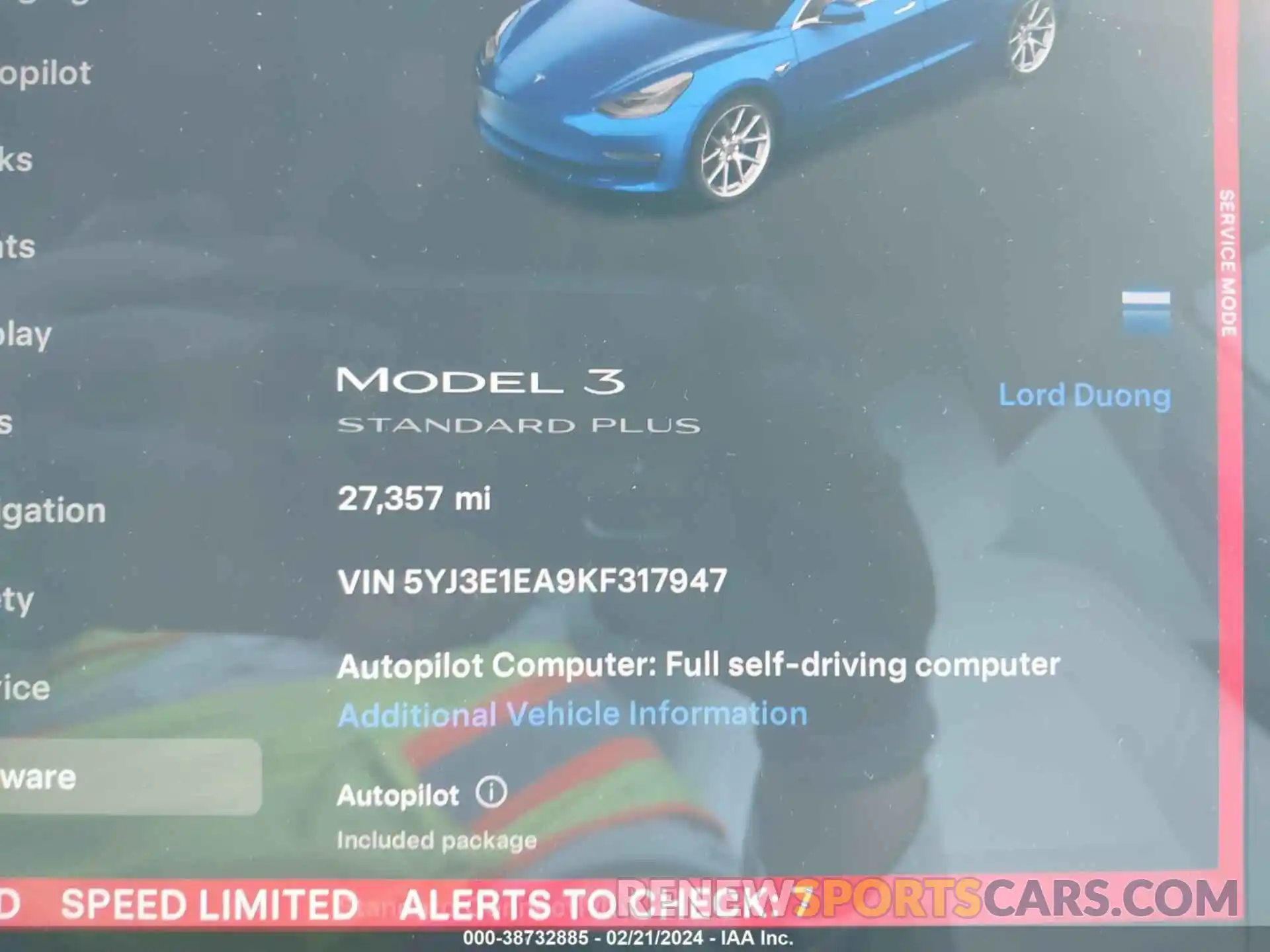 16 Photograph of a damaged car 5YJ3E1EA9KF317947 TESLA MODEL 3 2019