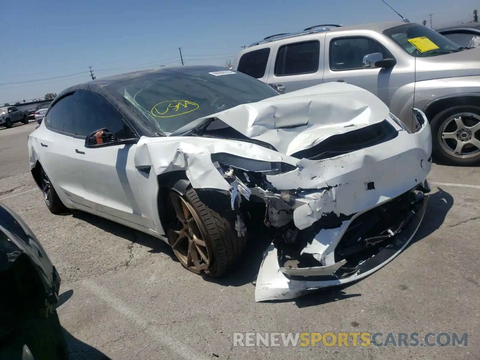 1 Photograph of a damaged car 5YJ3E1EA9KF322727 TESLA MODEL 3 2019