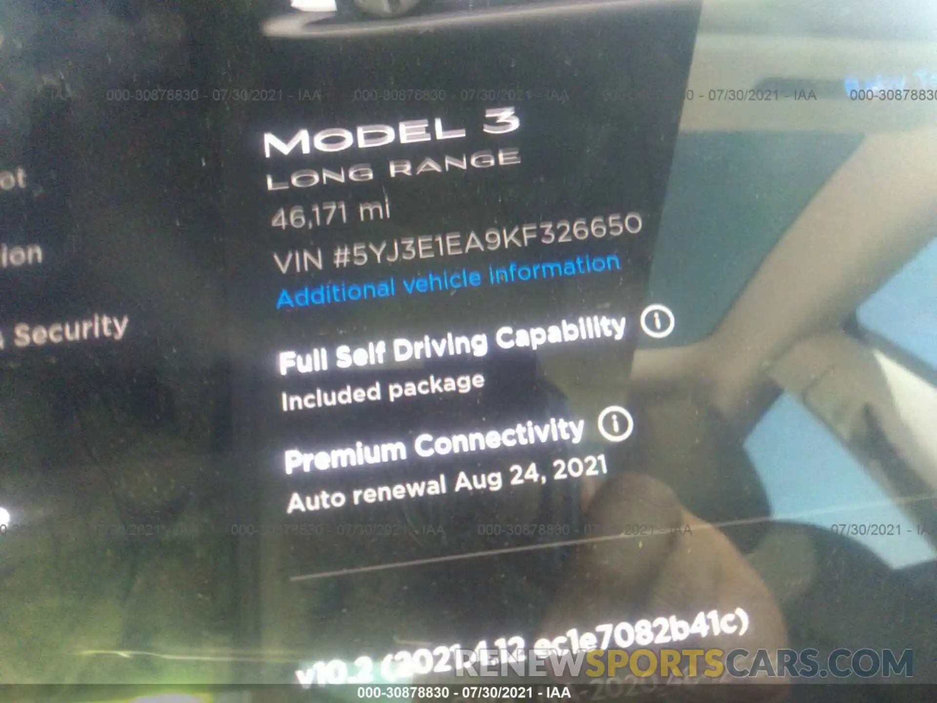 7 Photograph of a damaged car 5YJ3E1EA9KF326650 TESLA MODEL 3 2019