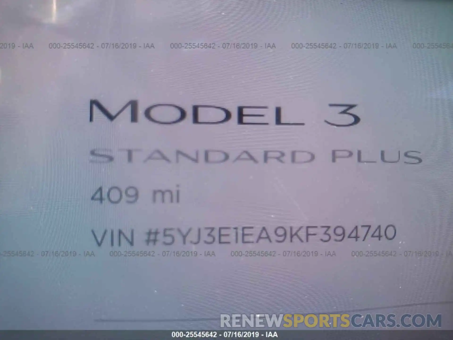 7 Photograph of a damaged car 5YJ3E1EA9KF394740 TESLA MODEL 3 2019