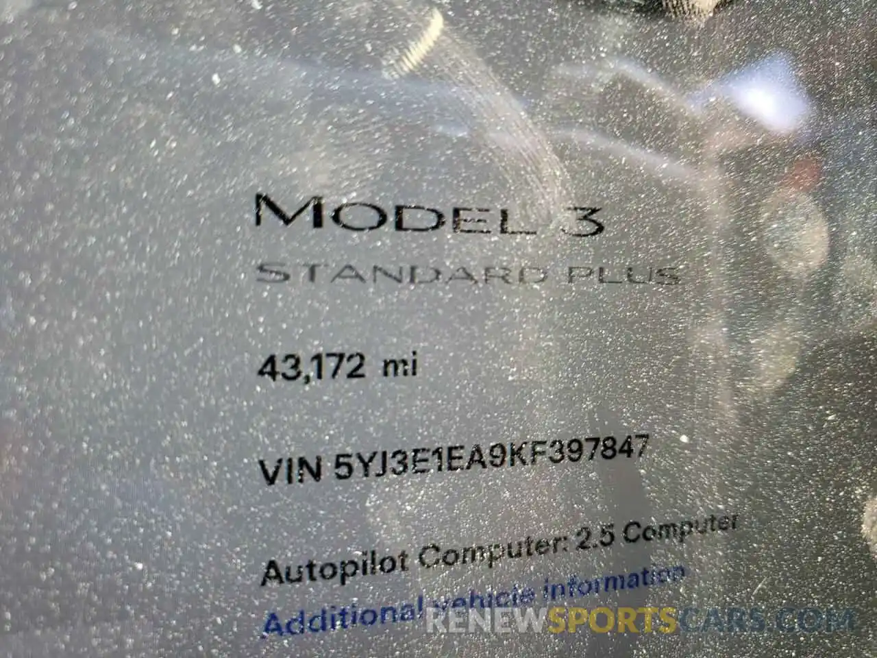 8 Фотография поврежденного автомобиля 5YJ3E1EA9KF397847 TESLA MODEL 3 2019