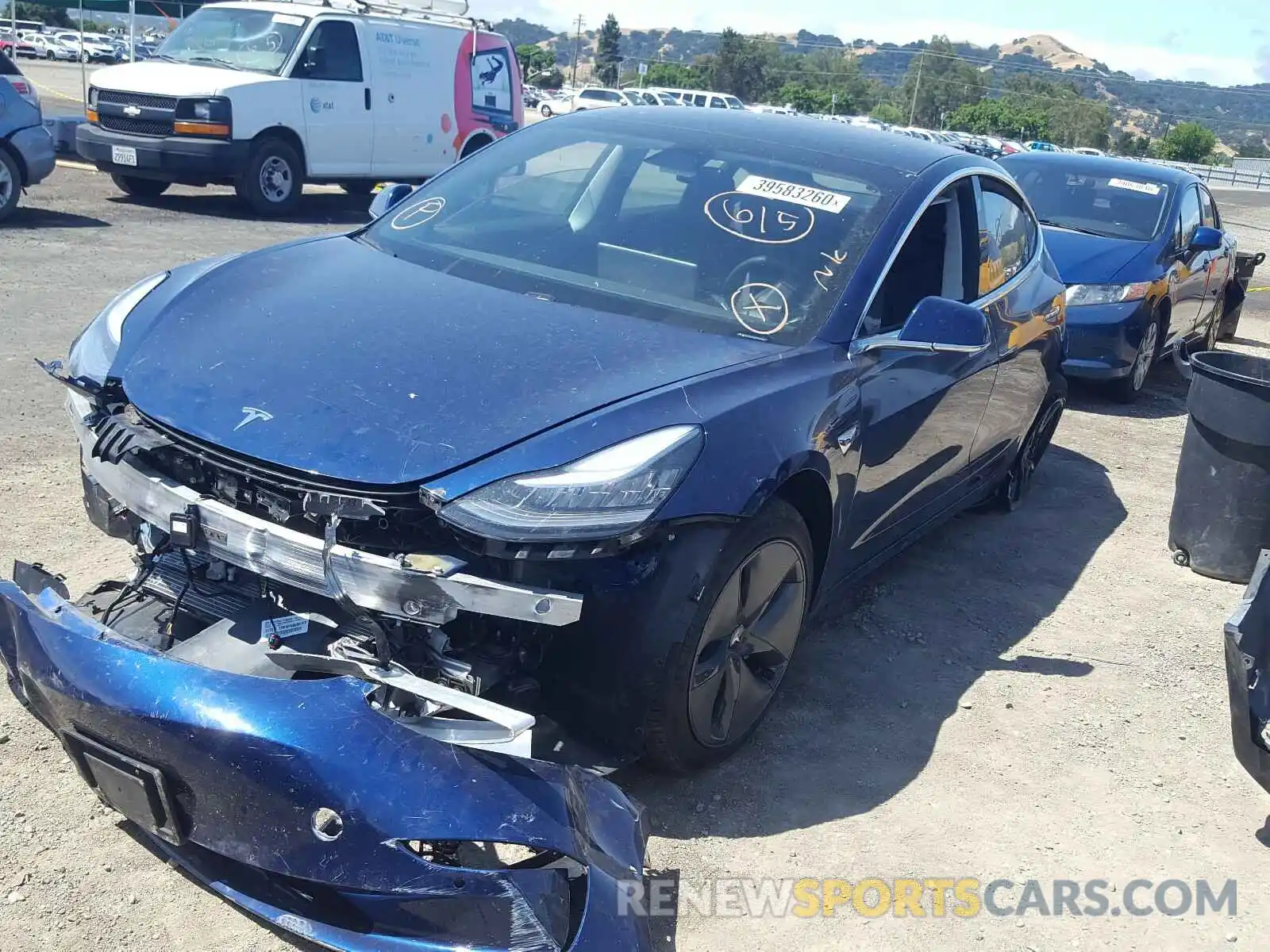 2 Photograph of a damaged car 5YJ3E1EA9KF400858 TESLA MODEL 3 2019