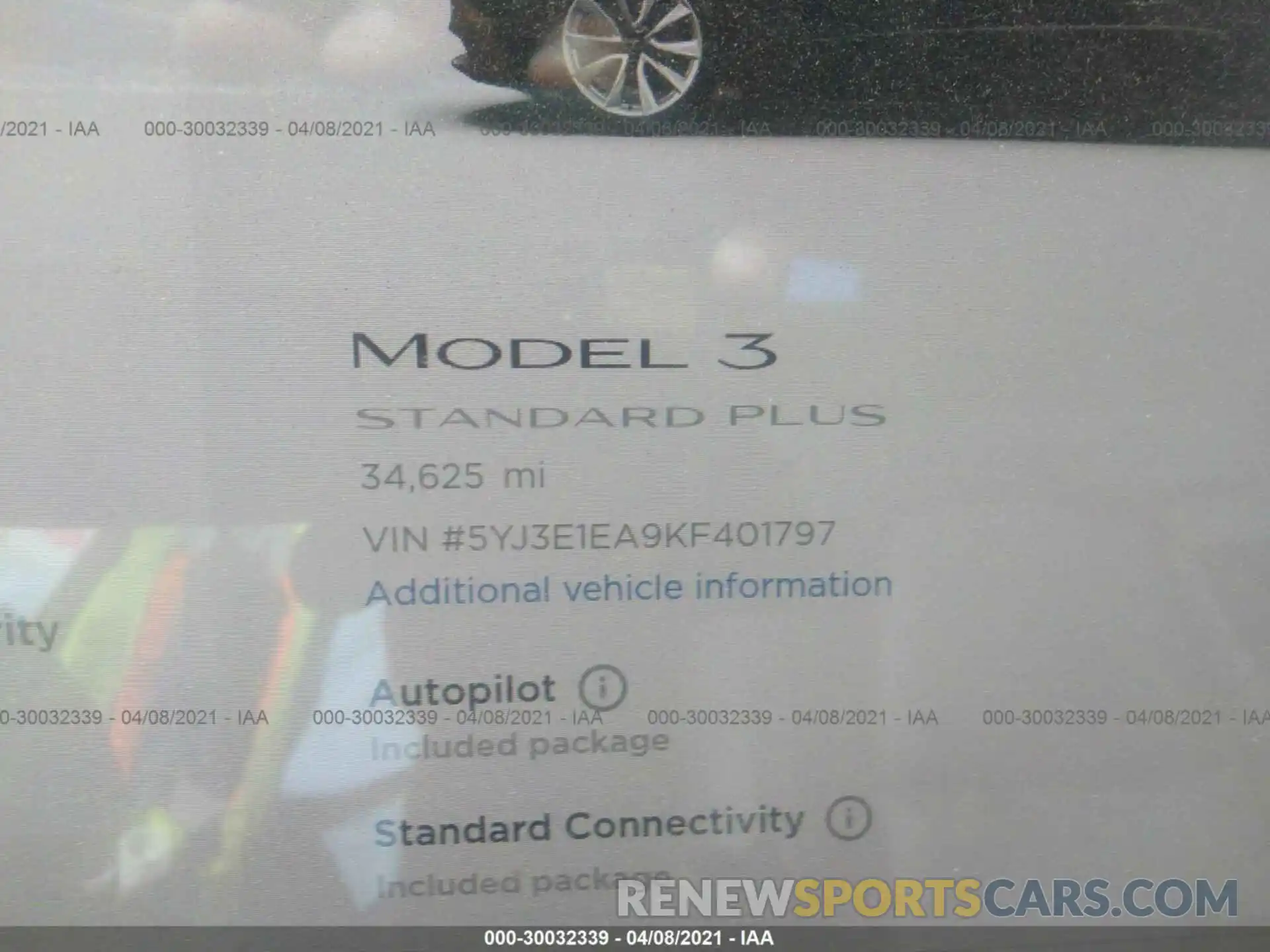 7 Photograph of a damaged car 5YJ3E1EA9KF401797 TESLA MODEL 3 2019