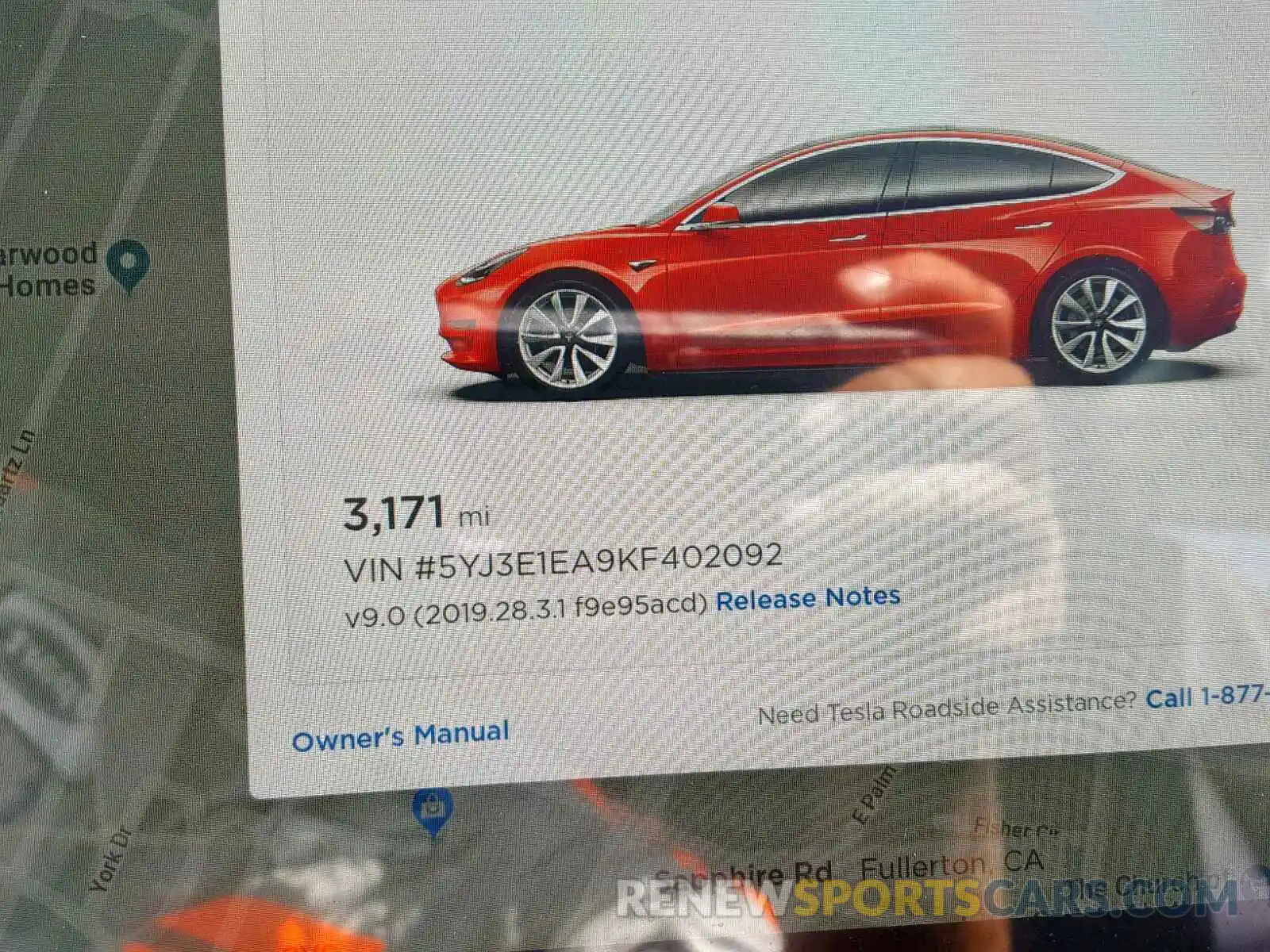 8 Photograph of a damaged car 5YJ3E1EA9KF402092 TESLA MODEL 3 2019