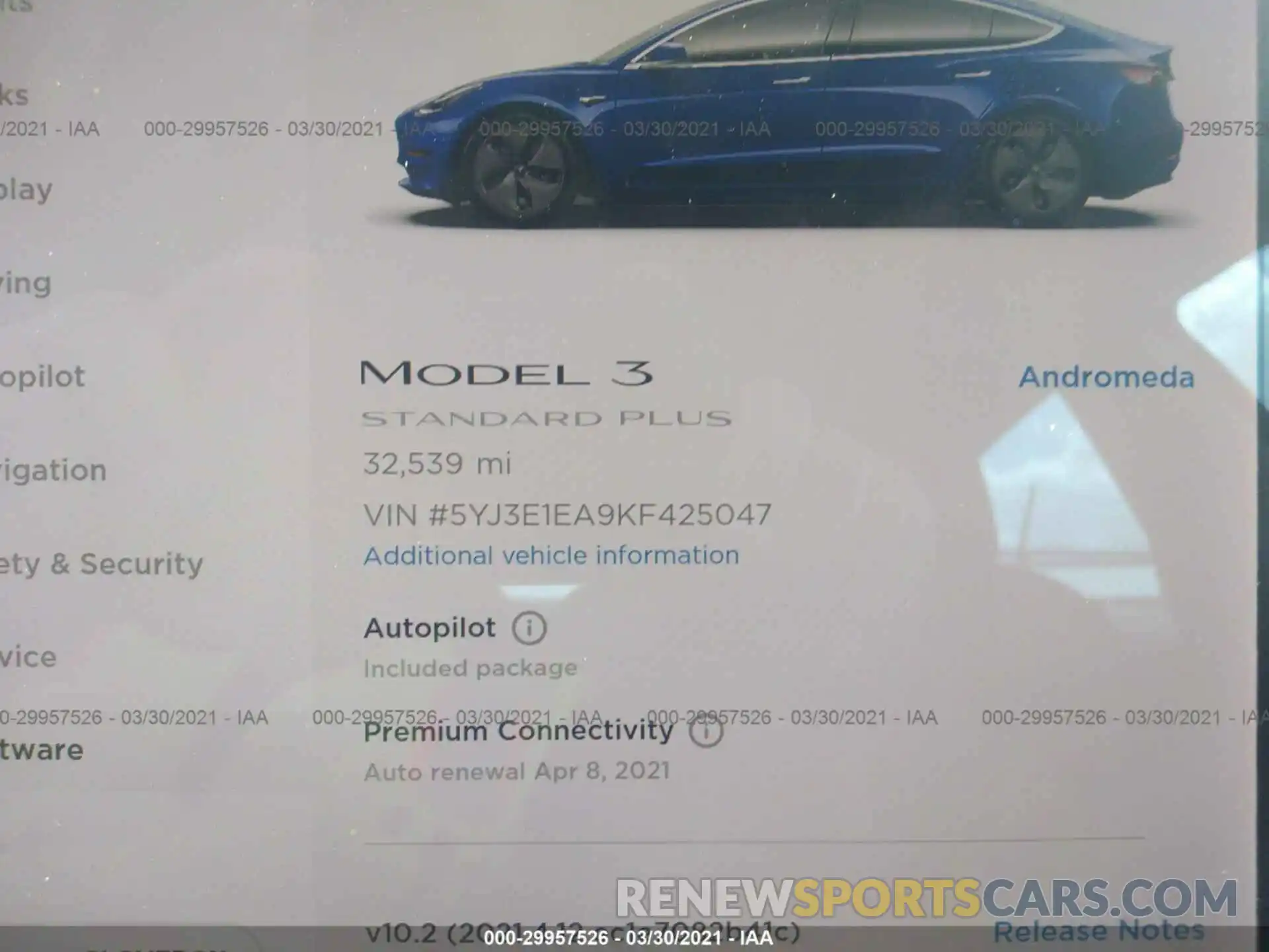 7 Photograph of a damaged car 5YJ3E1EA9KF425047 TESLA MODEL 3 2019