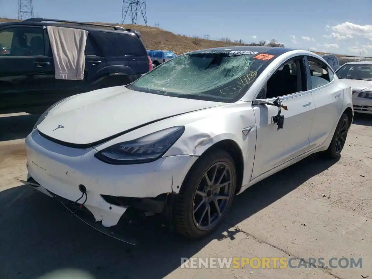 2 Photograph of a damaged car 5YJ3E1EA9KF483613 TESLA MODEL 3 2019