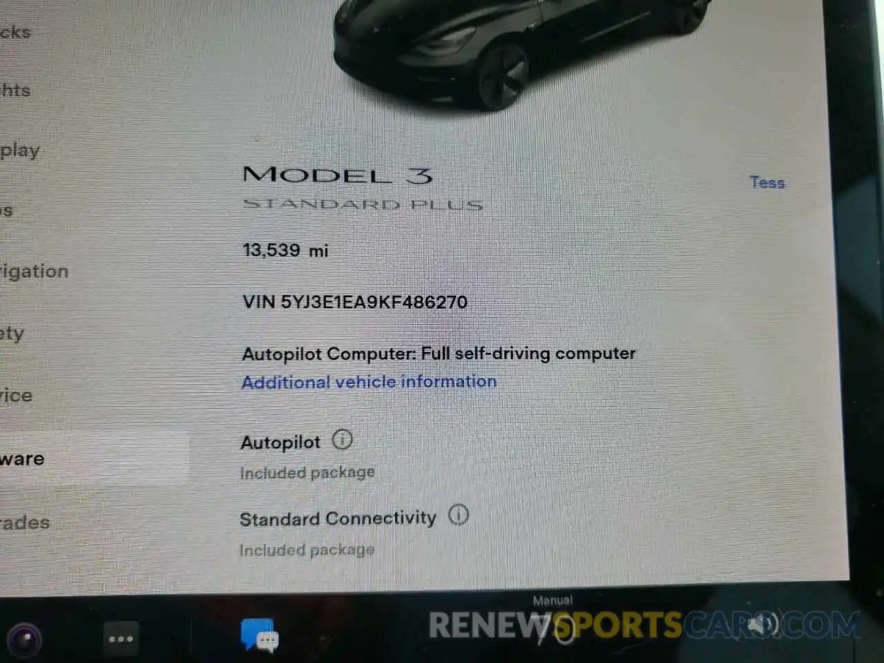 8 Photograph of a damaged car 5YJ3E1EA9KF486270 TESLA MODEL 3 2019