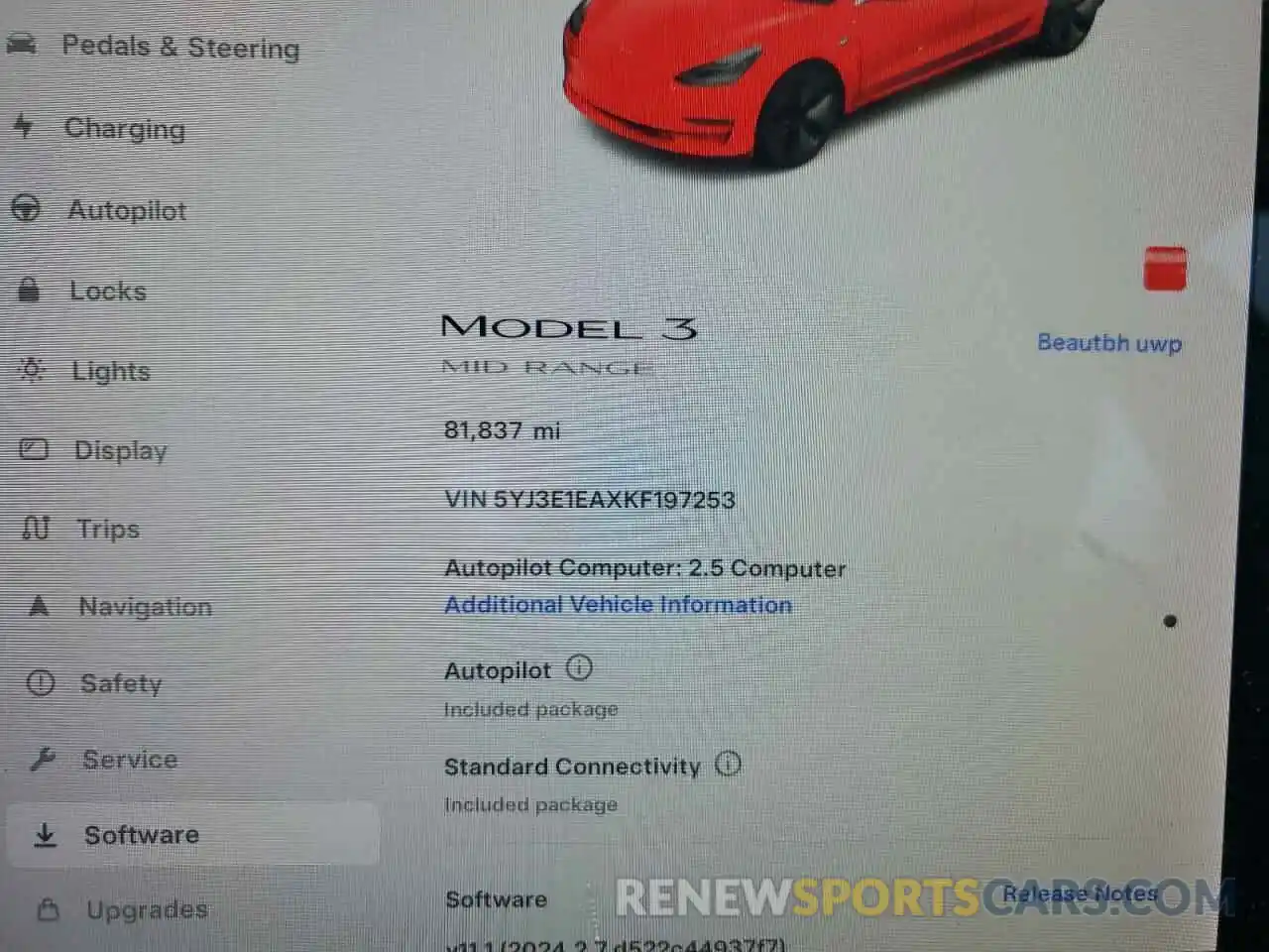 9 Фотография поврежденного автомобиля 5YJ3E1EAXKF197253 TESLA MODEL 3 2019