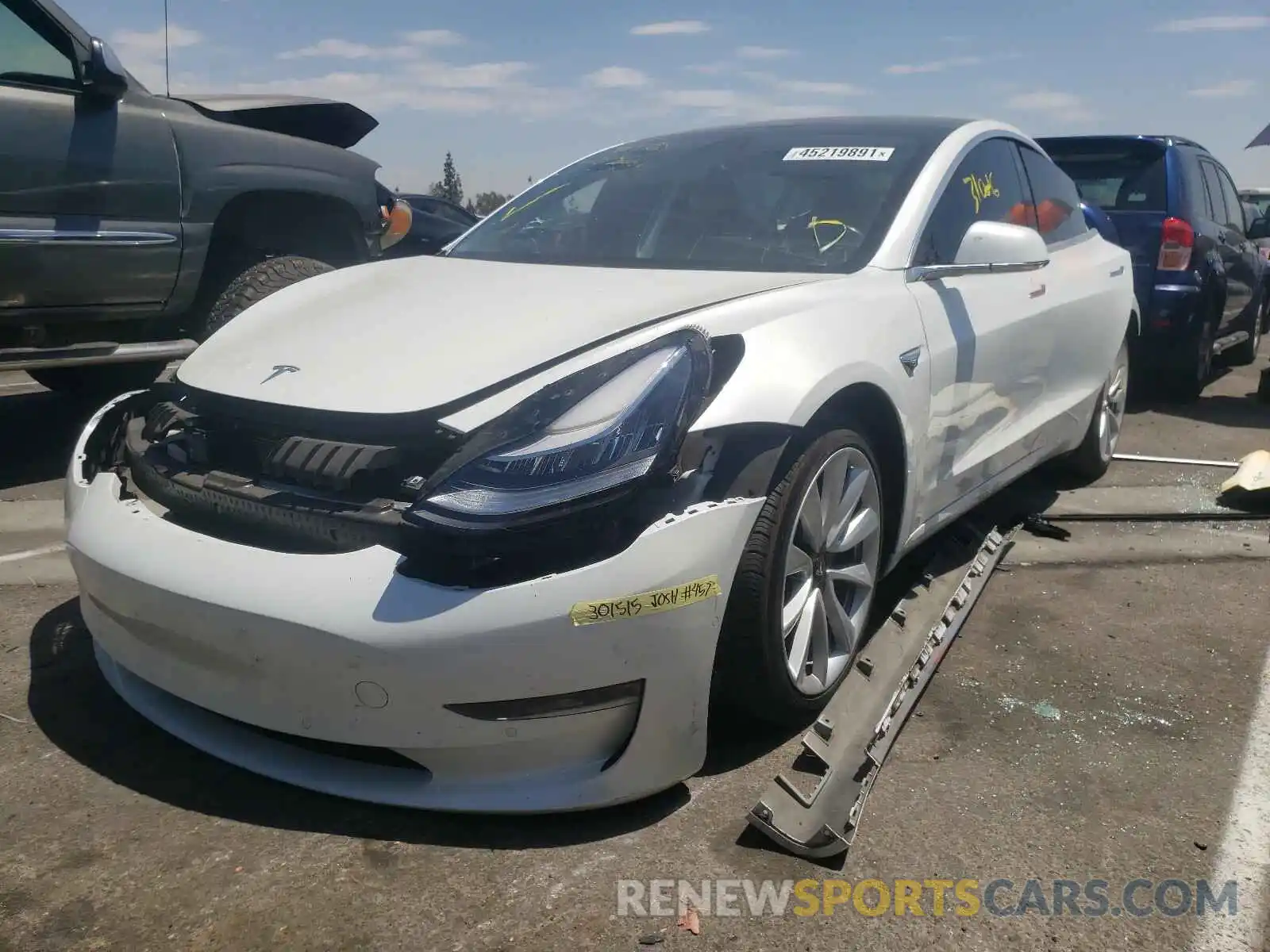 2 Photograph of a damaged car 5YJ3E1EAXKF301515 TESLA MODEL 3 2019