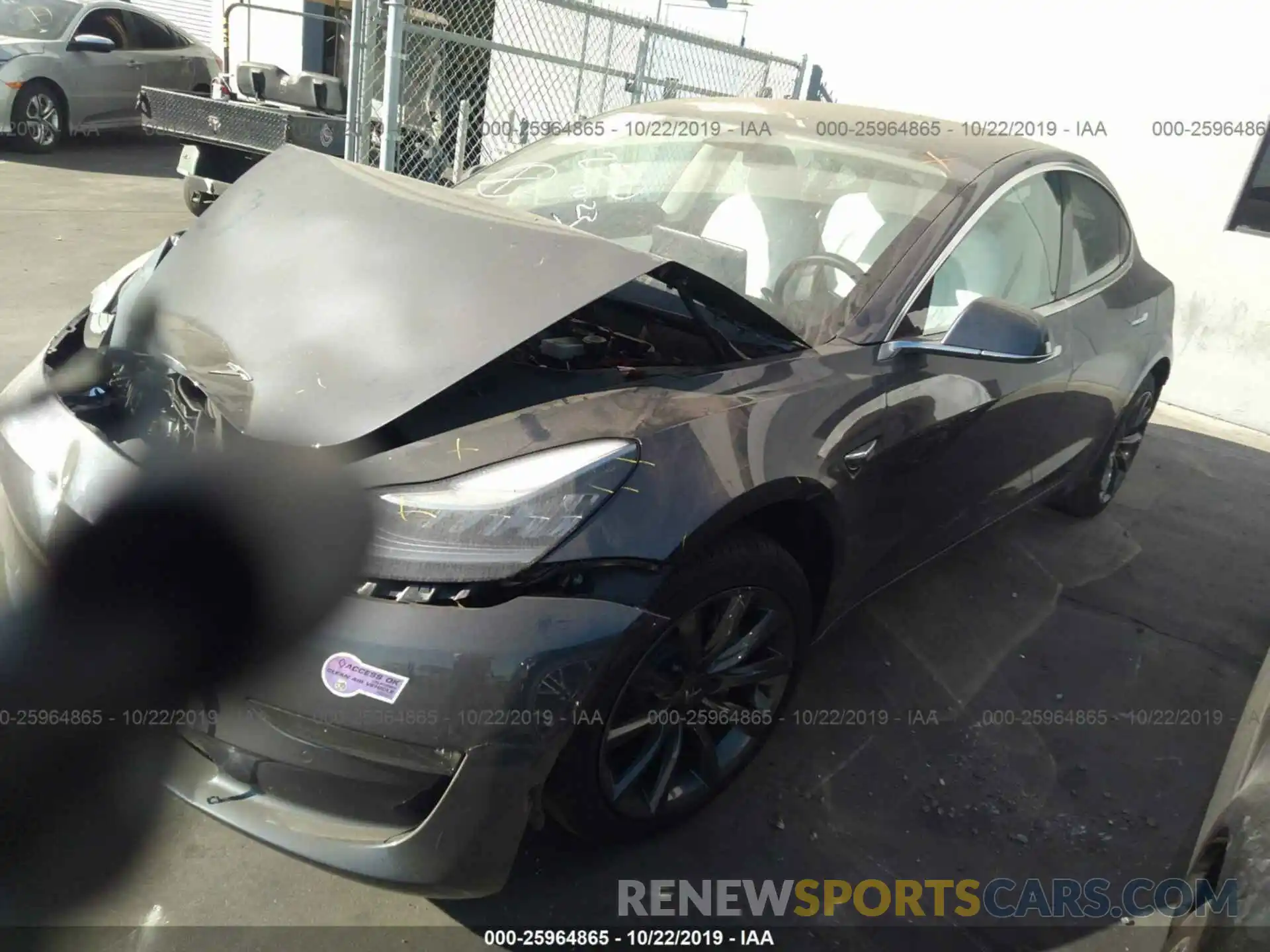 2 Photograph of a damaged car 5YJ3E1EAXKF302163 TESLA MODEL 3 2019