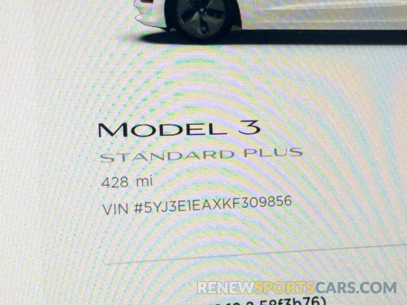 8 Photograph of a damaged car 5YJ3E1EAXKF309856 TESLA MODEL 3 2019