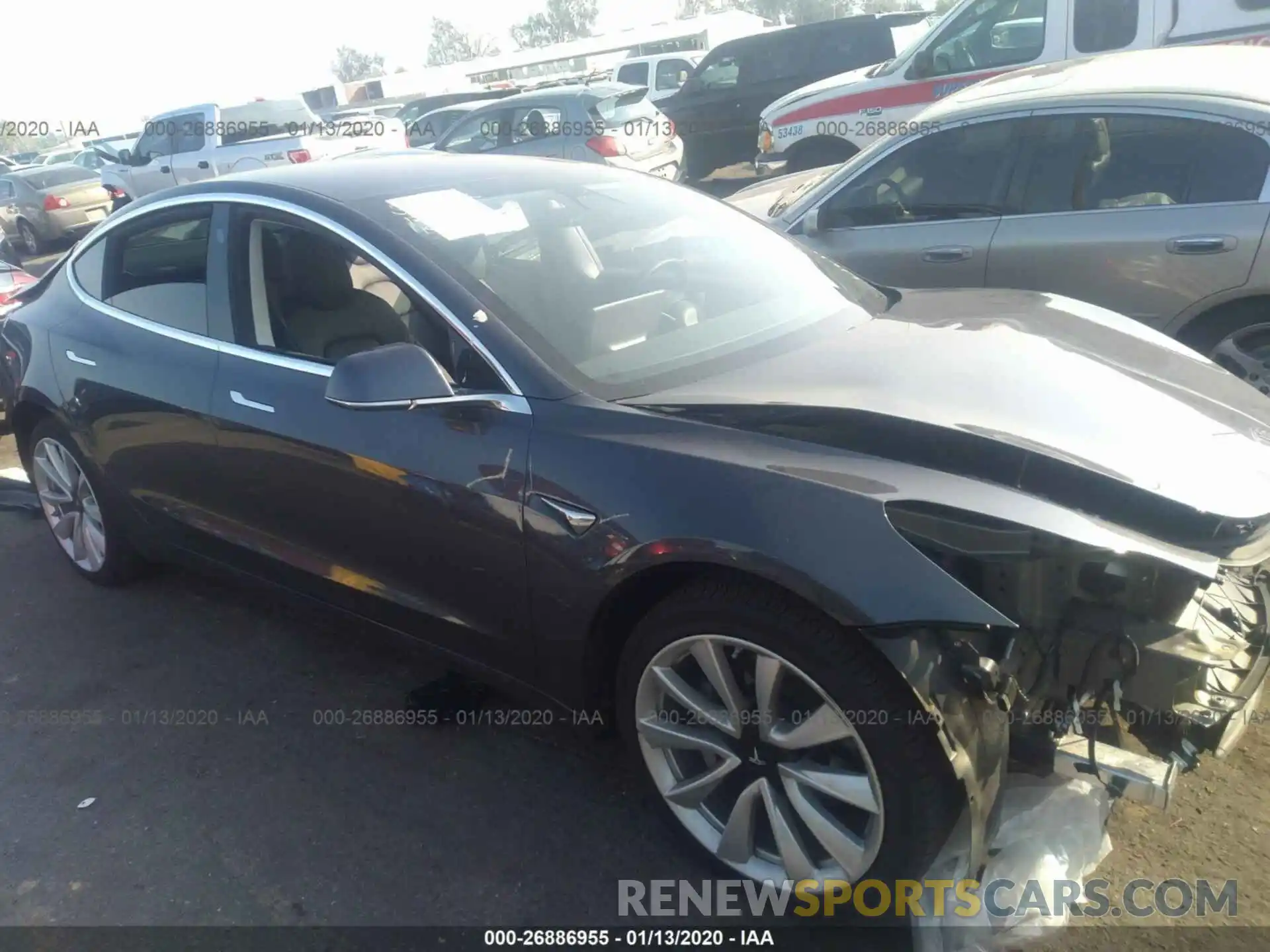 1 Photograph of a damaged car 5YJ3E1EAXKF314393 TESLA MODEL 3 2019