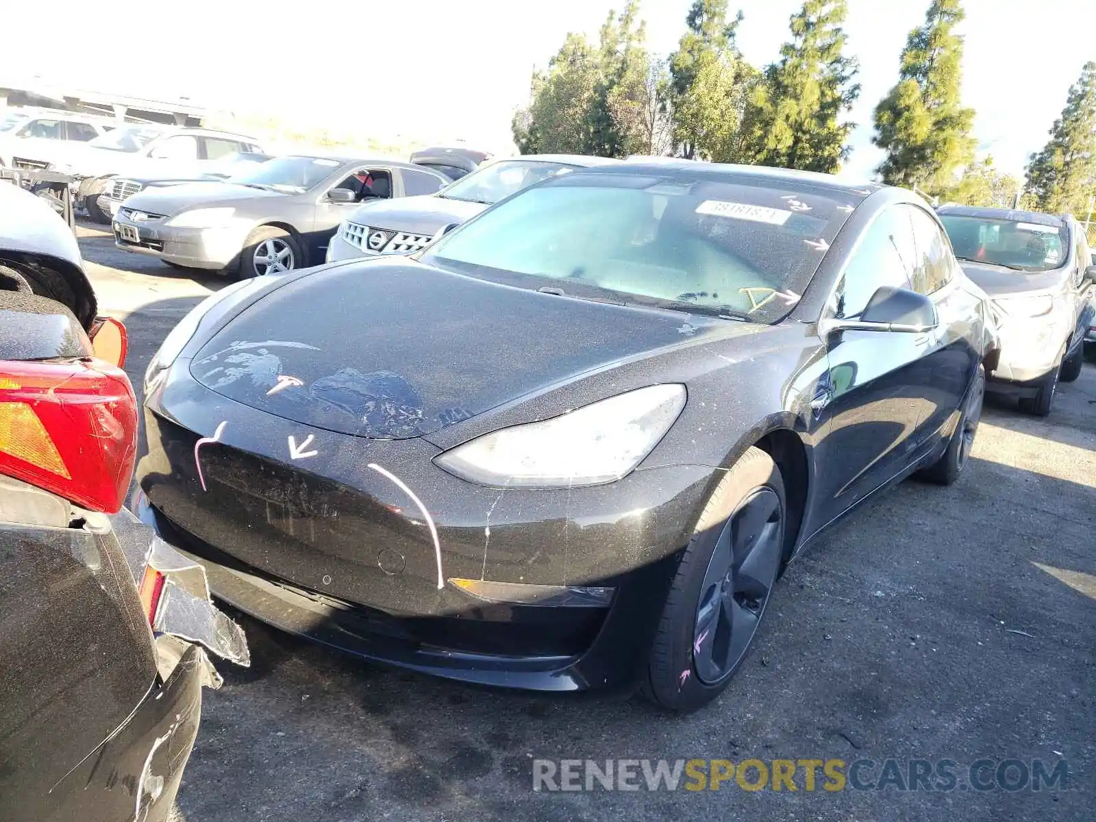 2 Photograph of a damaged car 5YJ3E1EAXKF361908 TESLA MODEL 3 2019