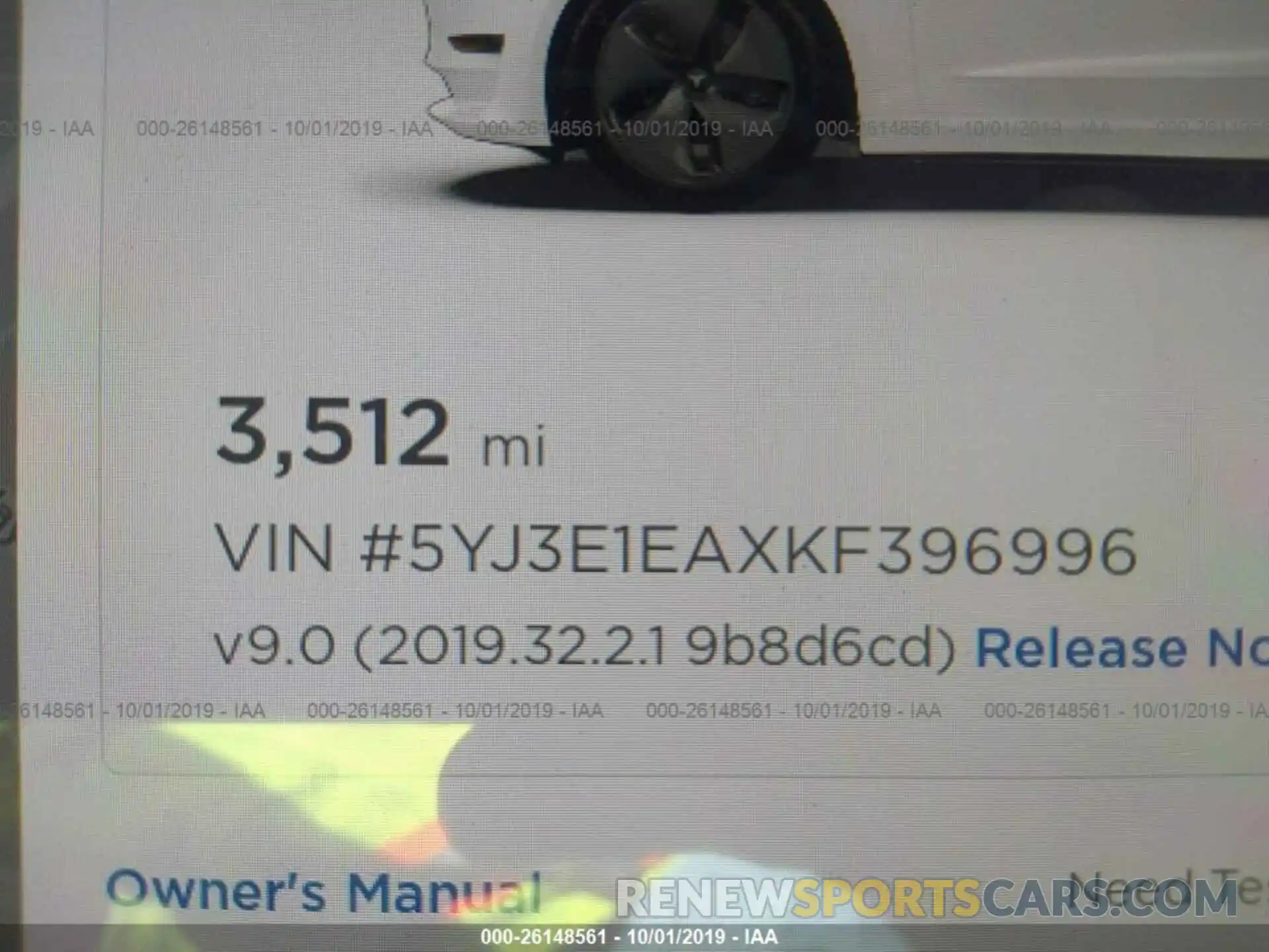 7 Фотография поврежденного автомобиля 5YJ3E1EAXKF396996 TESLA MODEL 3 2019