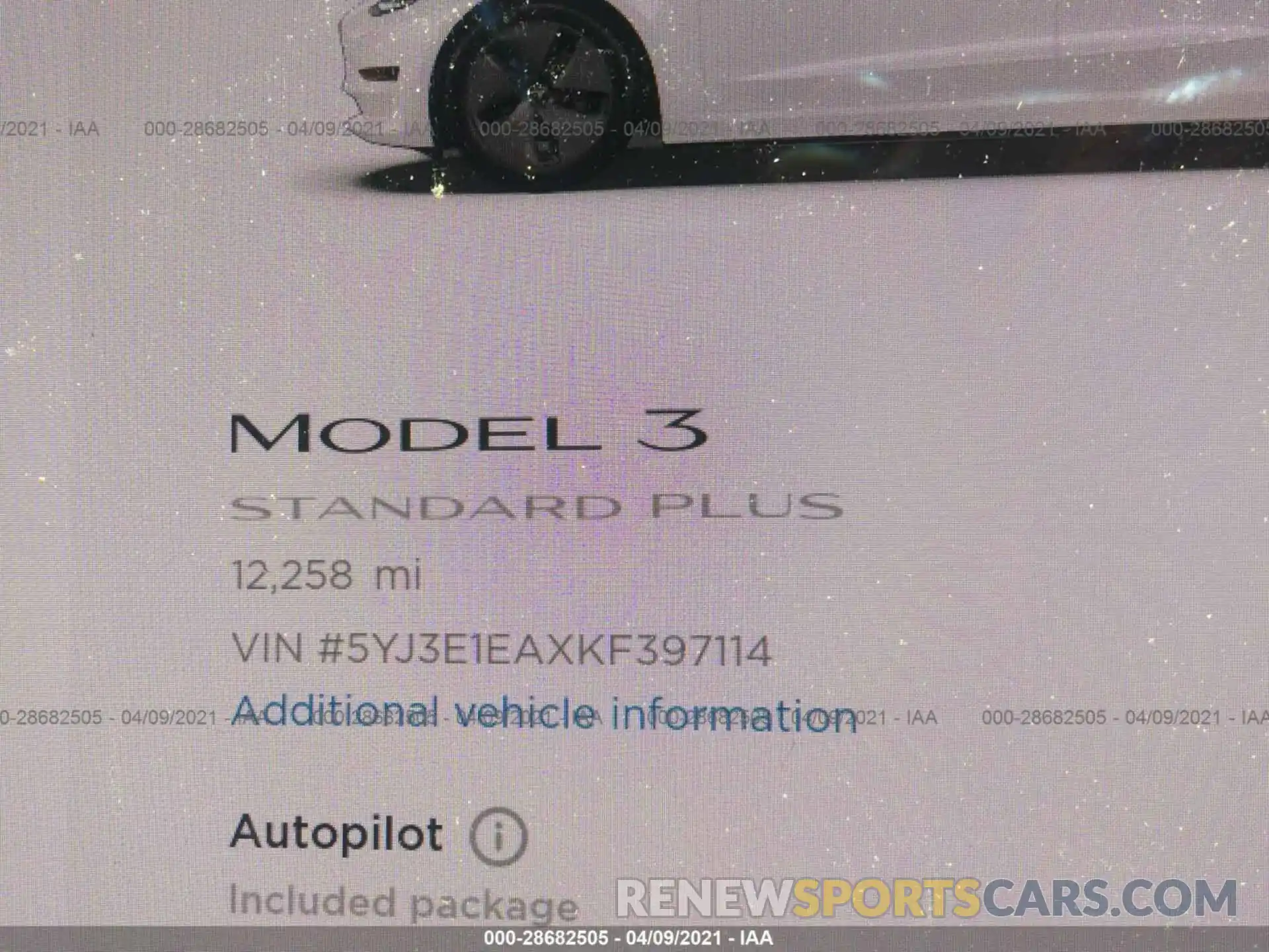 7 Photograph of a damaged car 5YJ3E1EAXKF397114 TESLA MODEL 3 2019