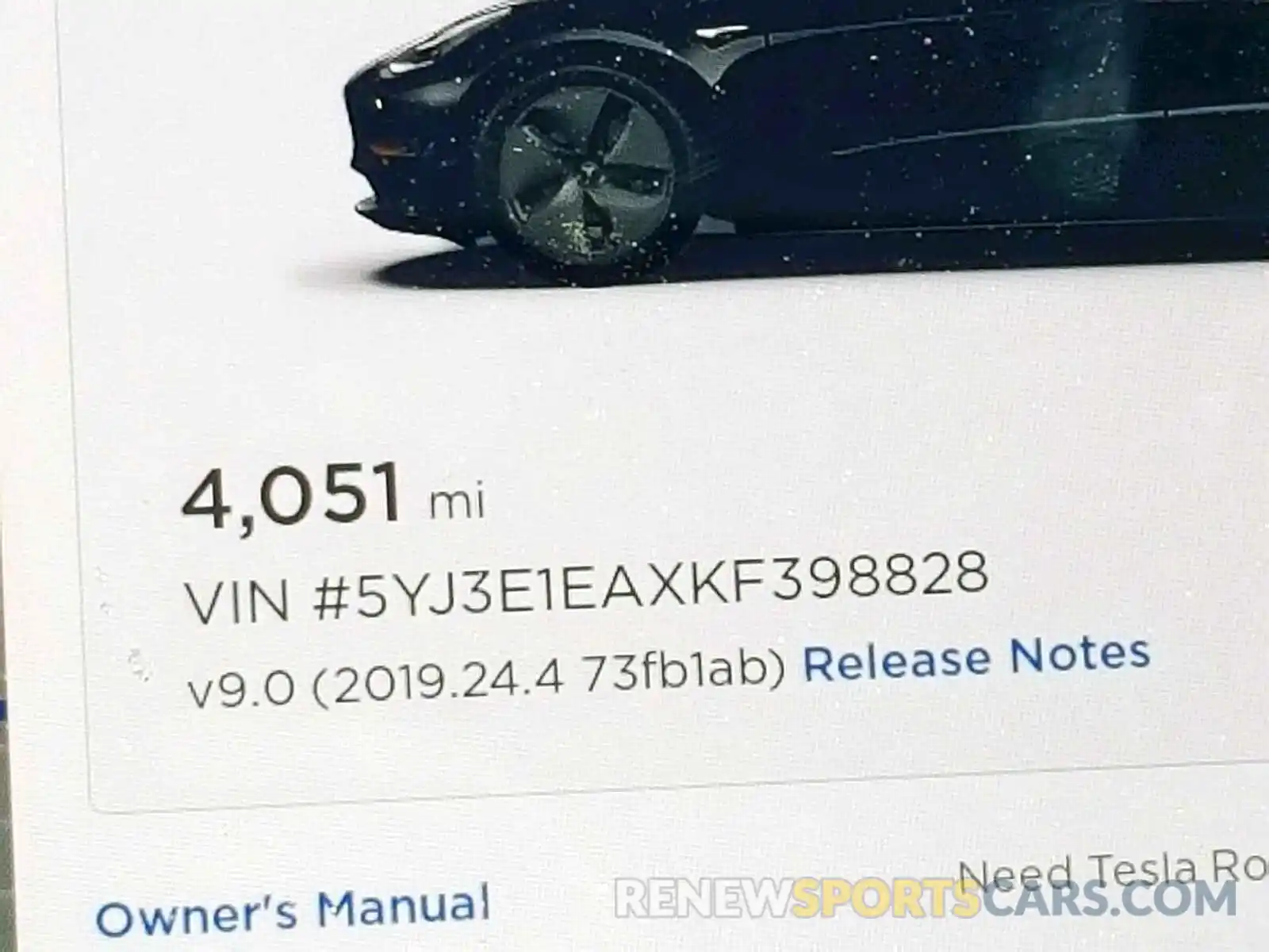 8 Фотография поврежденного автомобиля 5YJ3E1EAXKF398828 TESLA MODEL 3 2019