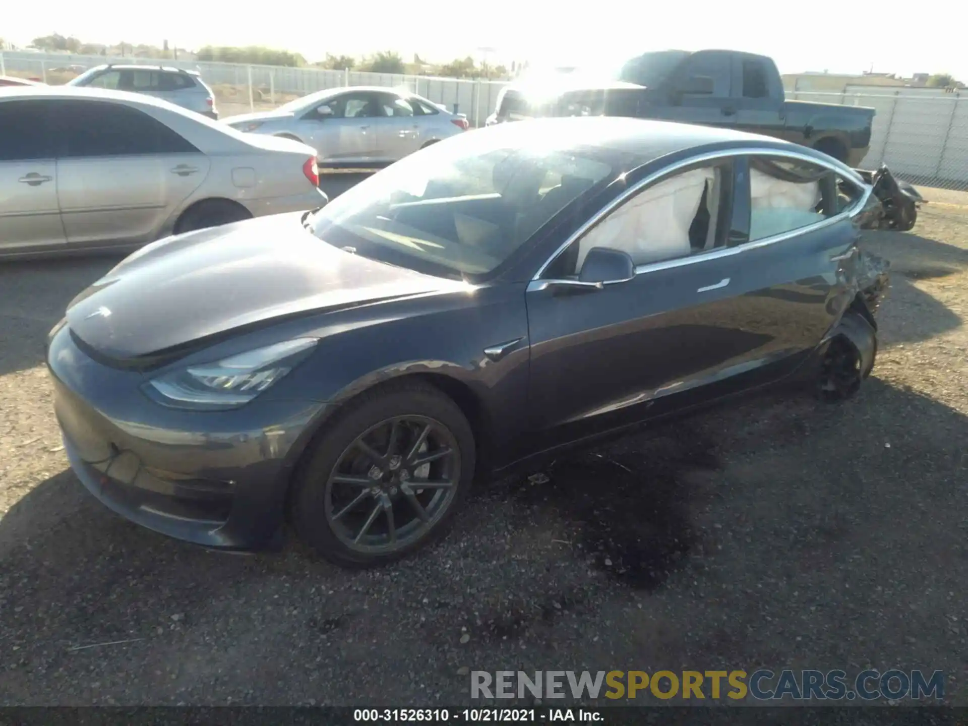 2 Photograph of a damaged car 5YJ3E1EAXKF411223 TESLA MODEL 3 2019