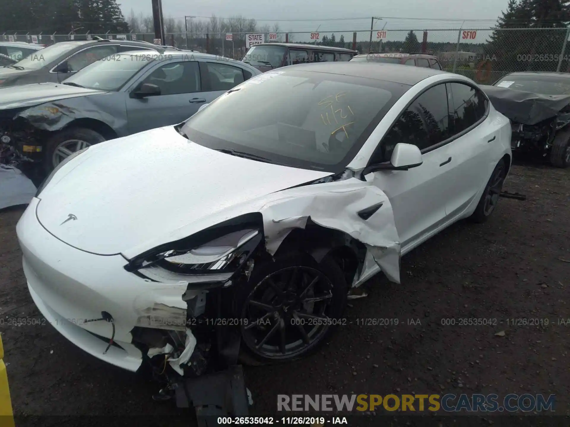 2 Photograph of a damaged car 5YJ3E1EAXKF413148 TESLA MODEL 3 2019