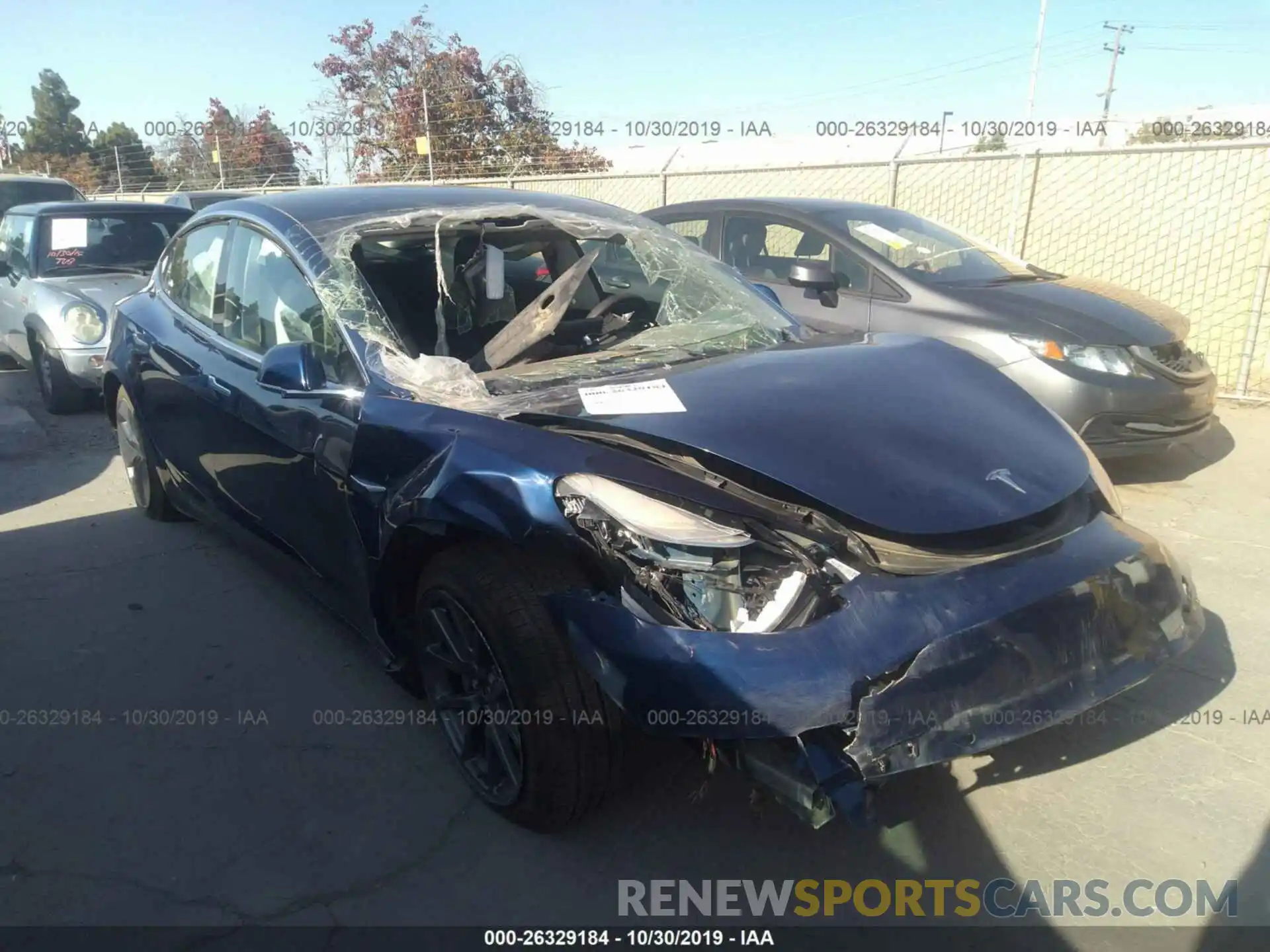1 Photograph of a damaged car 5YJ3E1EAXKF424991 TESLA MODEL 3 2019