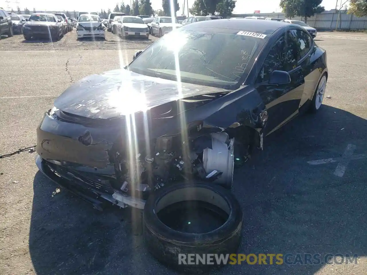 2 Photograph of a damaged car 5YJ3E1EAXKF425333 TESLA MODEL 3 2019