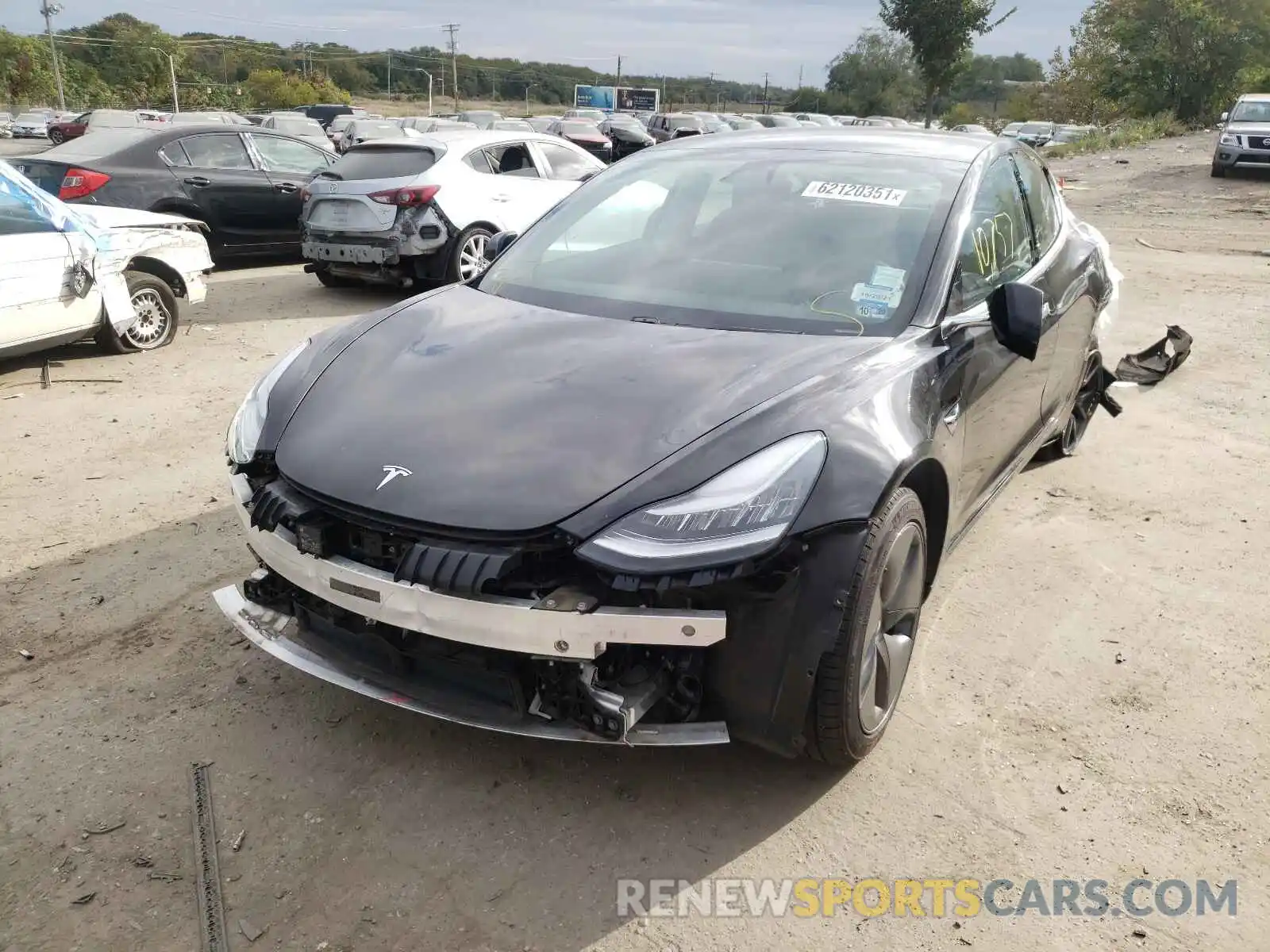 2 Photograph of a damaged car 5YJ3E1EAXKF428958 TESLA MODEL 3 2019