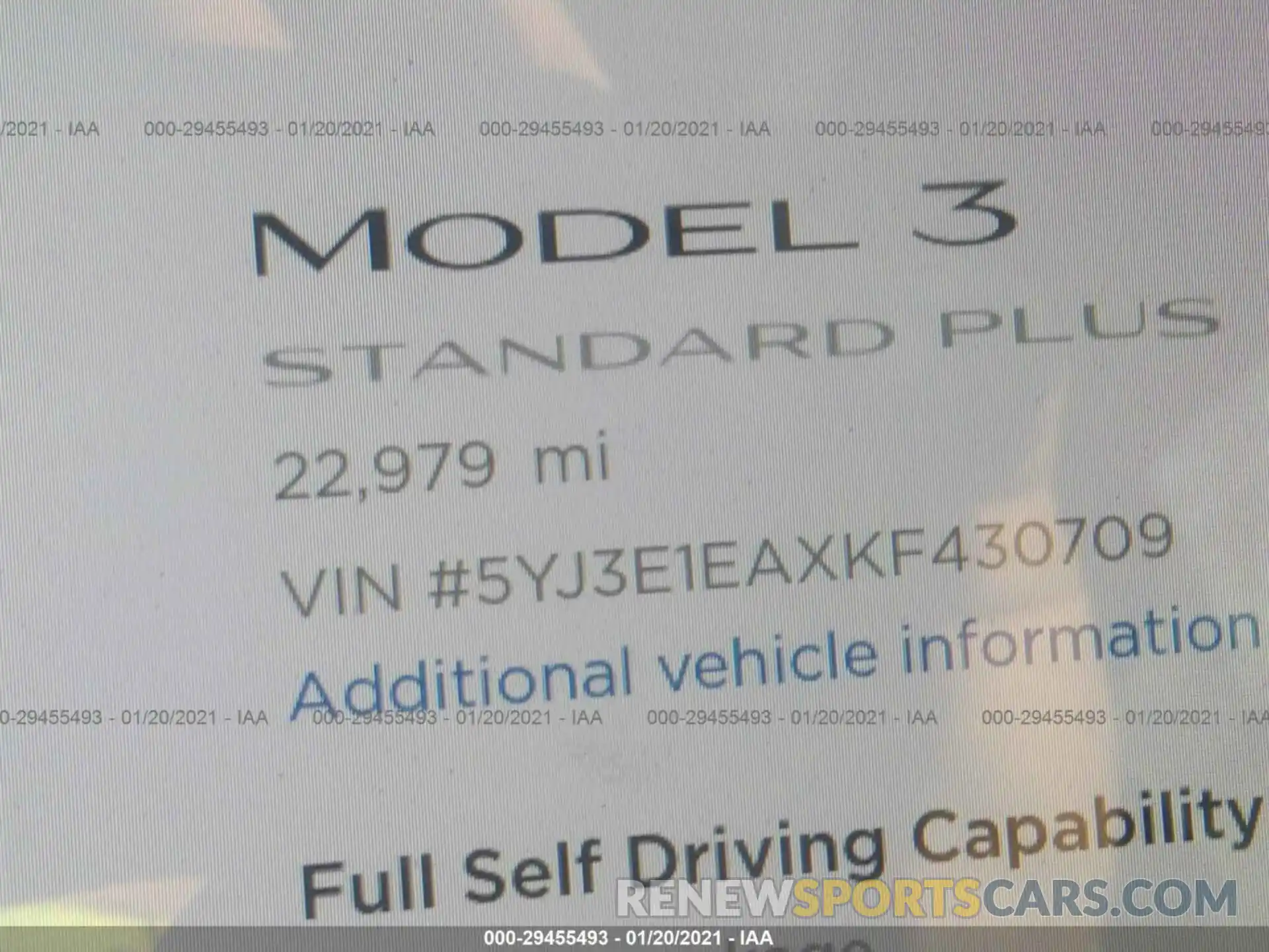 9 Photograph of a damaged car 5YJ3E1EAXKF430709 TESLA MODEL 3 2019