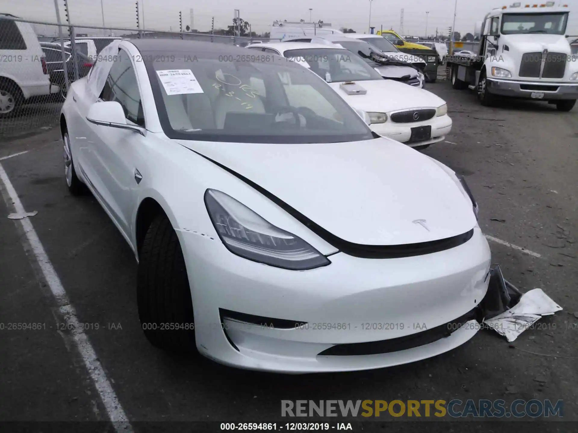 1 Photograph of a damaged car 5YJ3E1EAXKF445162 TESLA MODEL 3 2019