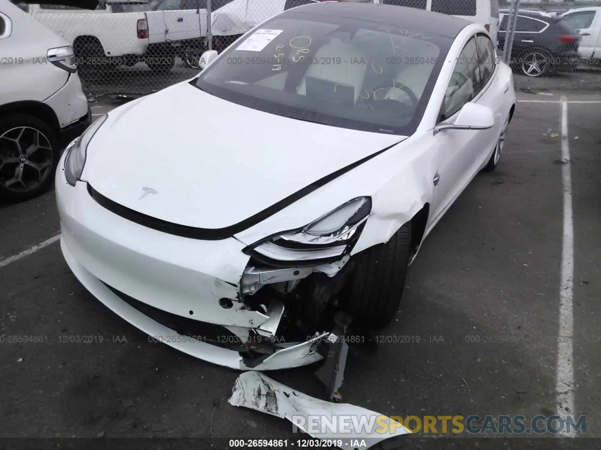 2 Photograph of a damaged car 5YJ3E1EAXKF445162 TESLA MODEL 3 2019