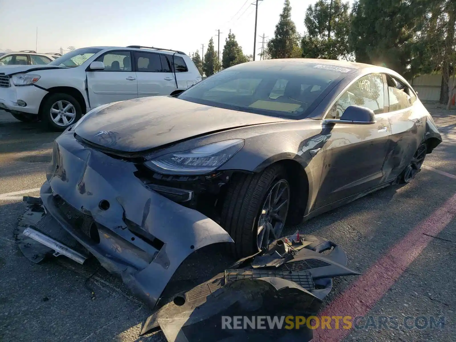 2 Photograph of a damaged car 5YJ3E1EAXKF447445 TESLA MODEL 3 2019