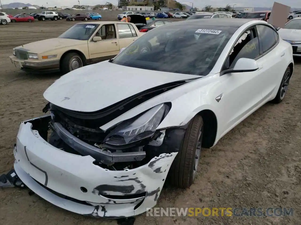 2 Photograph of a damaged car 5YJ3E1EAXKF447591 TESLA MODEL 3 2019